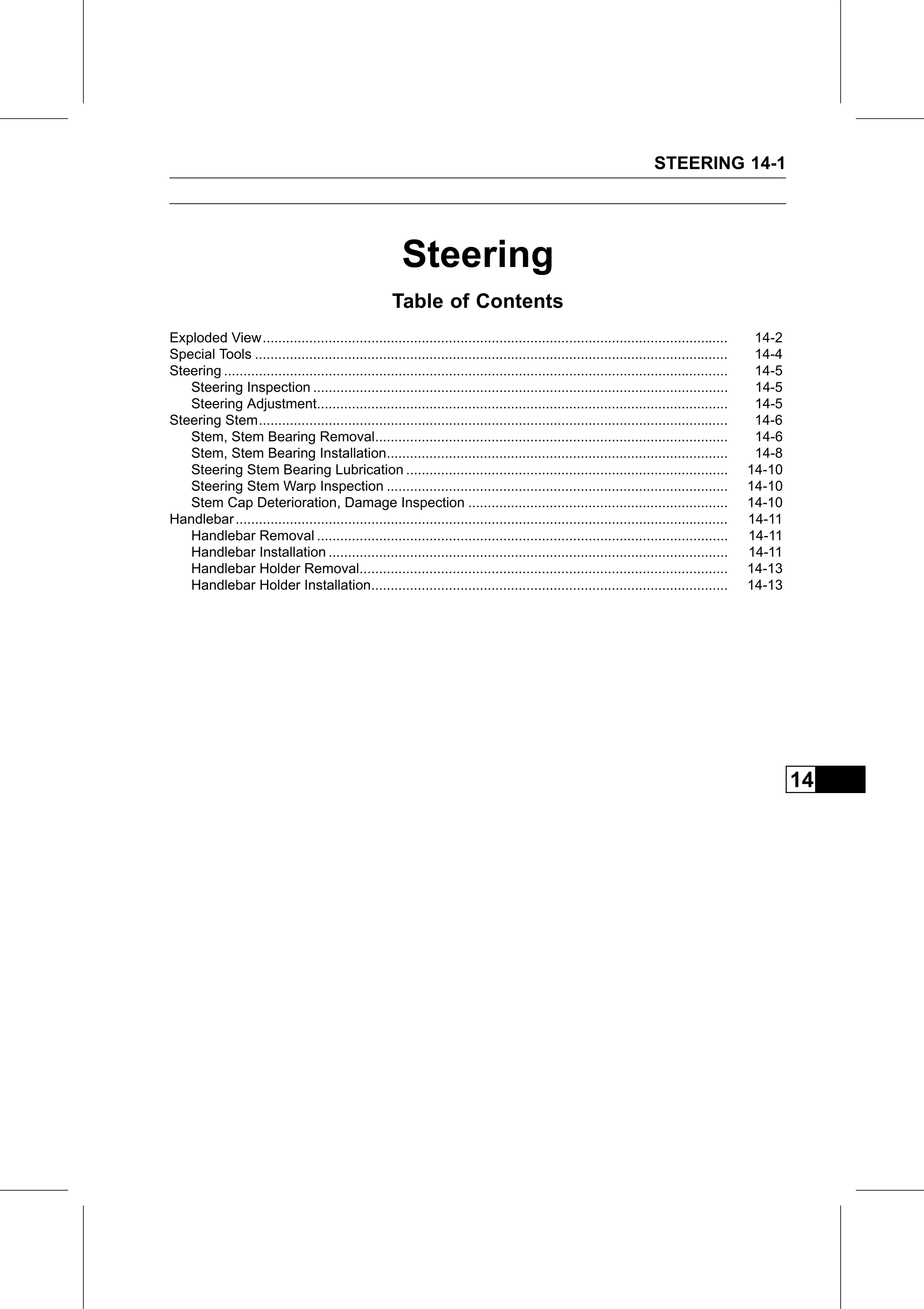 Service Manual (KLZ1000C) page 431 — Steering