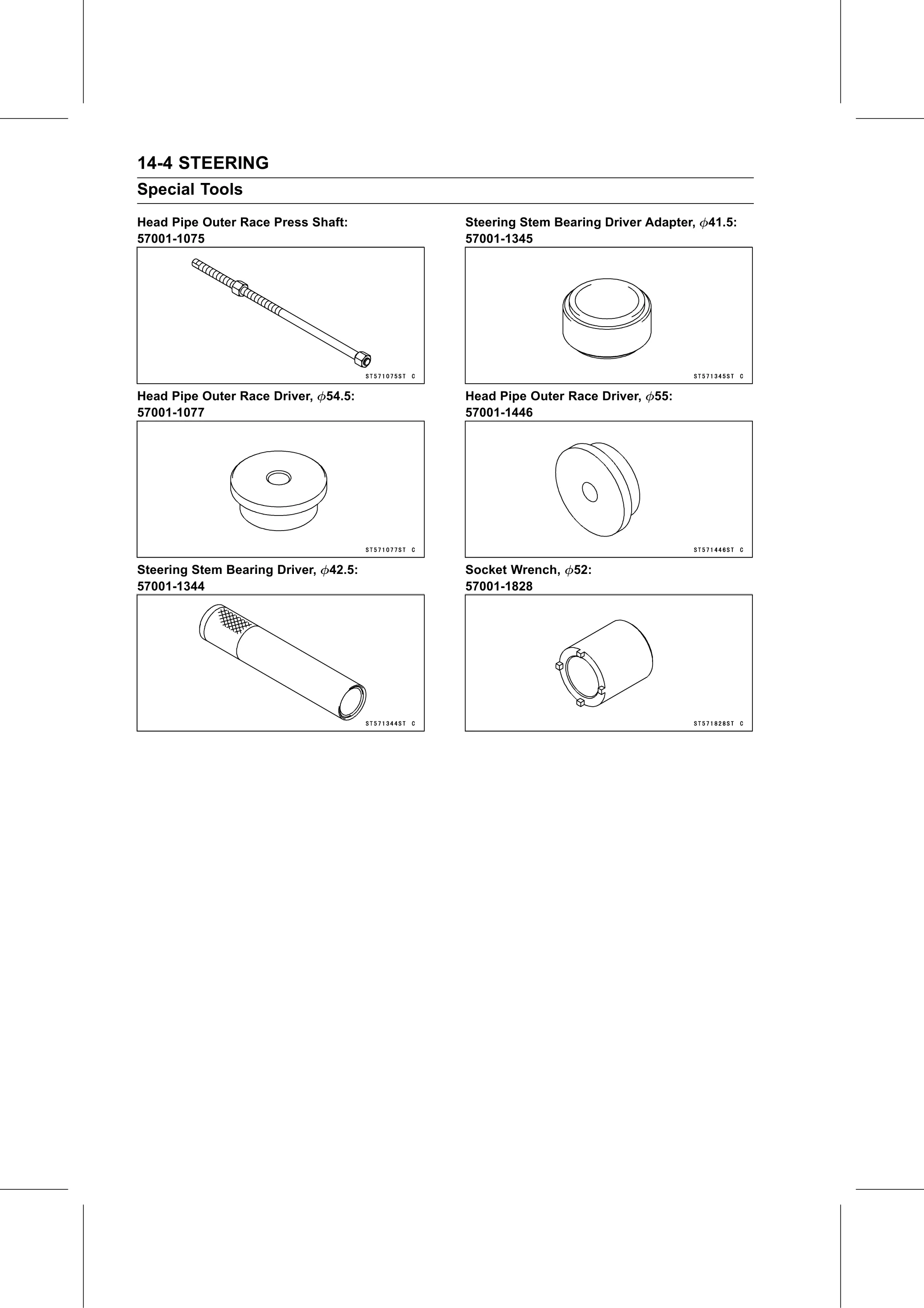 Service Manual (KLZ1000C) page 434 — Steering › Special Tools