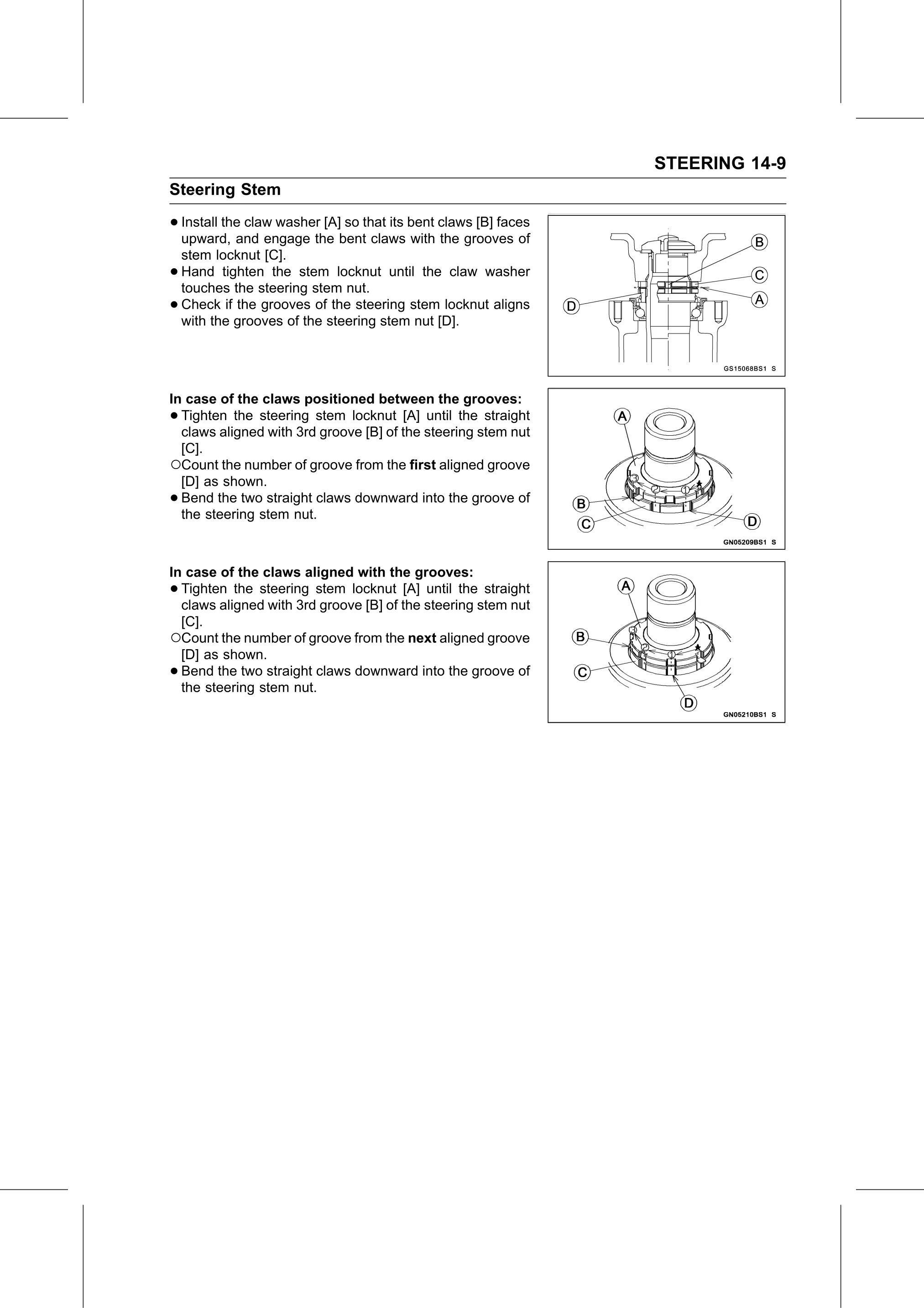 Service Manual (KLZ1000C) page 439 — Steering › Stem, Stem Bearing Installation