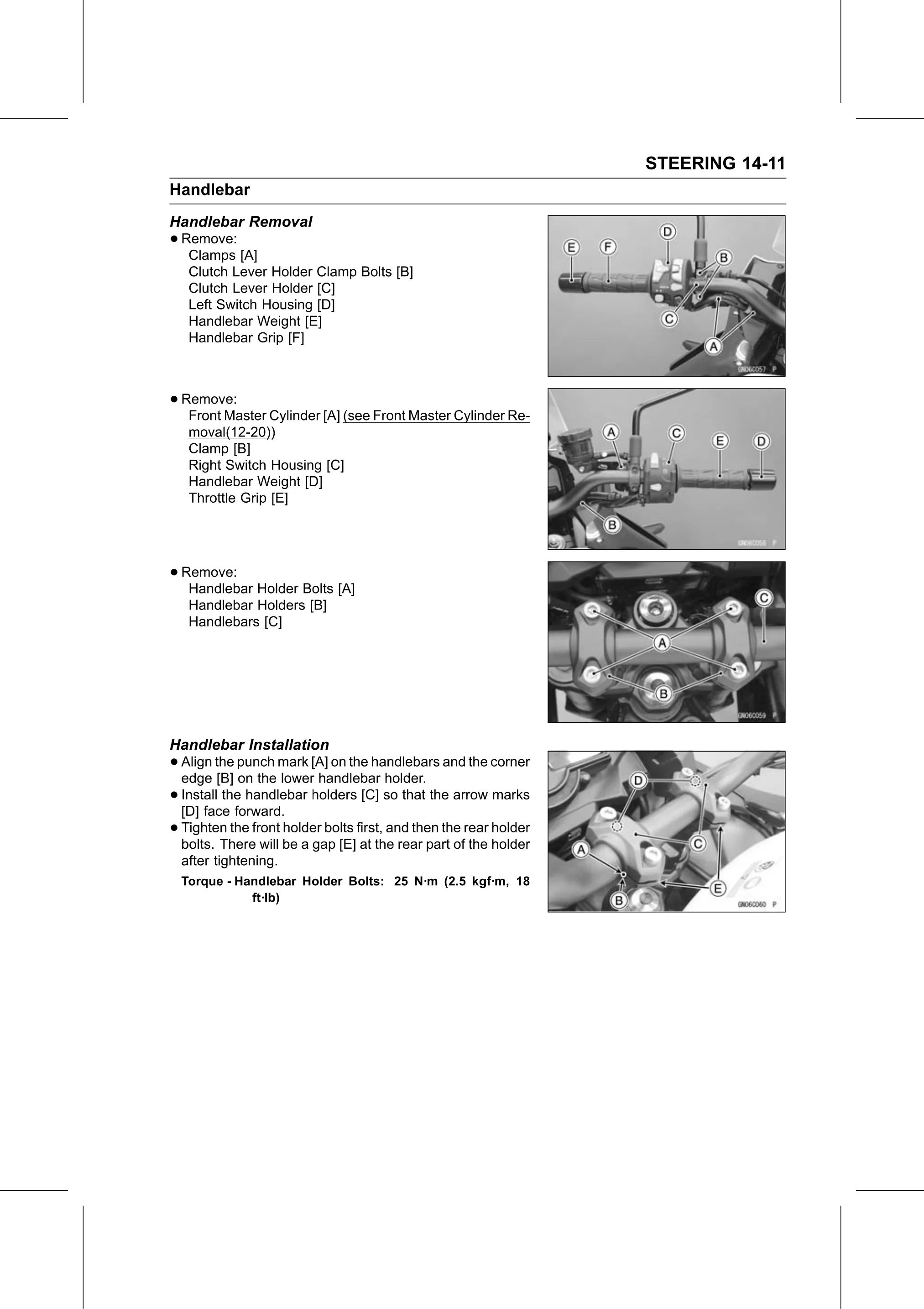 Service Manual (KLZ1000C) page 441 — Steering › Handlebar Installation