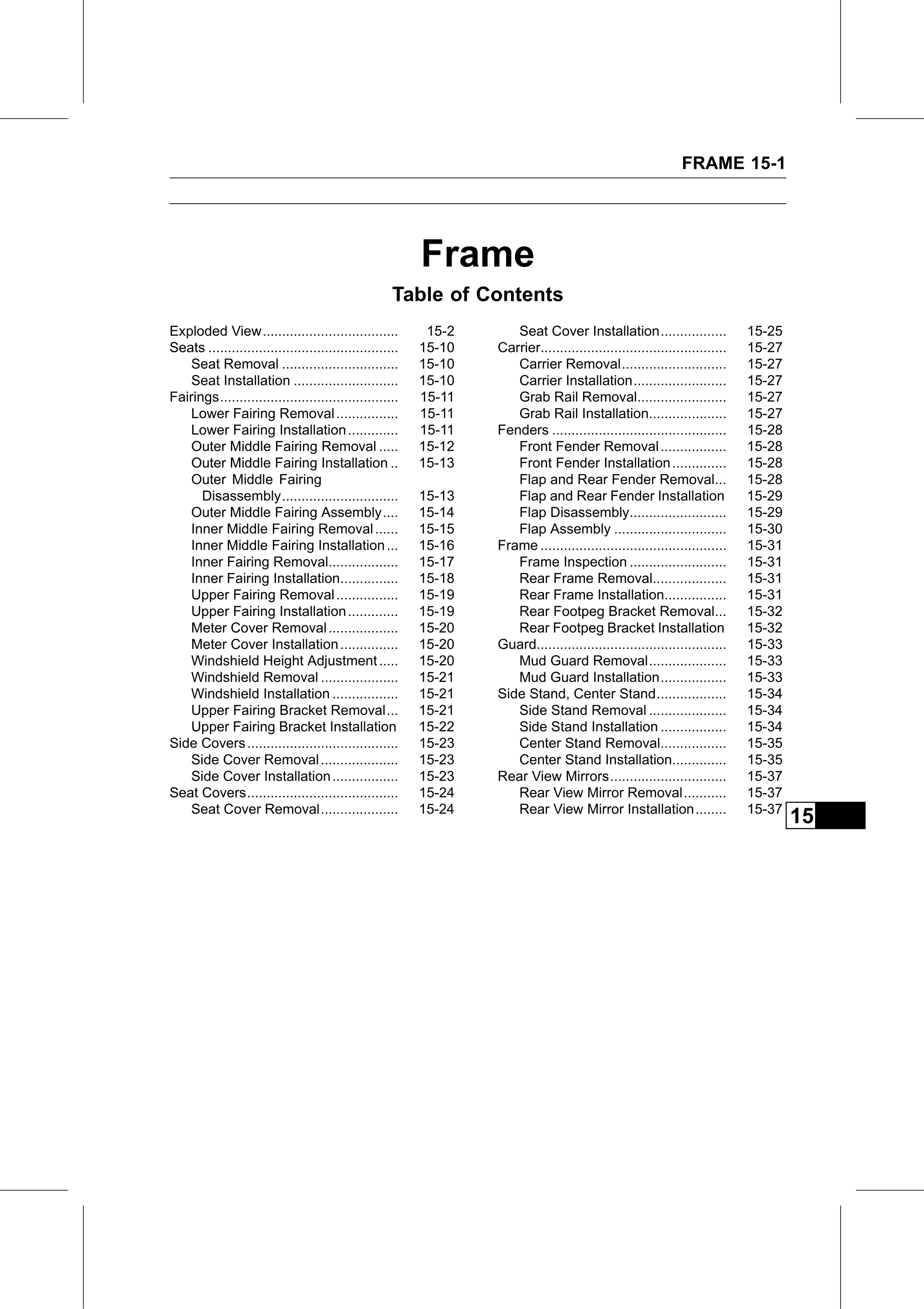 Service Manual (KLZ1000C) page 445 — Frame