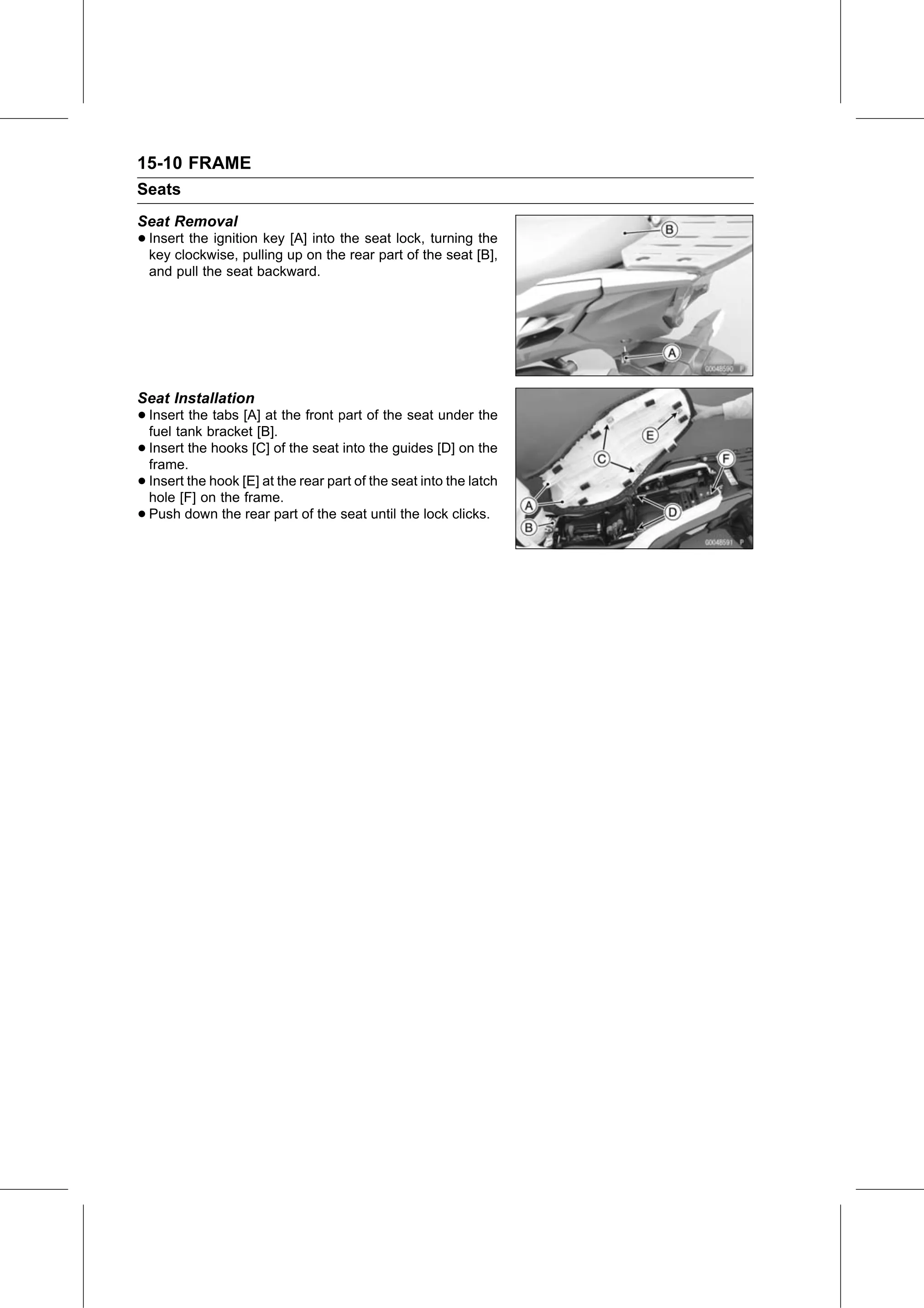 Service Manual (KLZ1000C) page 454 — Frame › Seat Installation