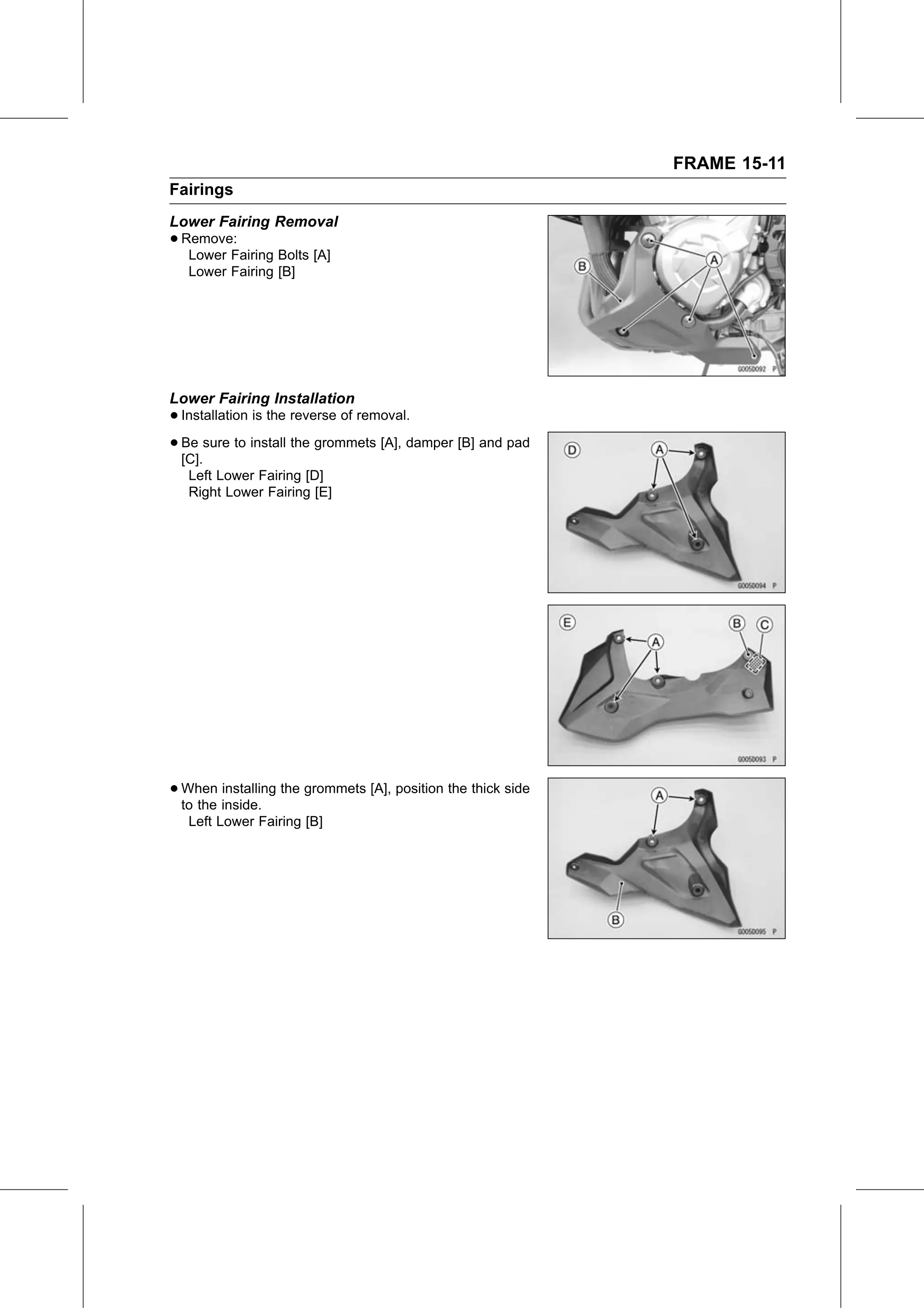Service Manual (KLZ1000C) page 455 — Frame › Lower Fairing Installation