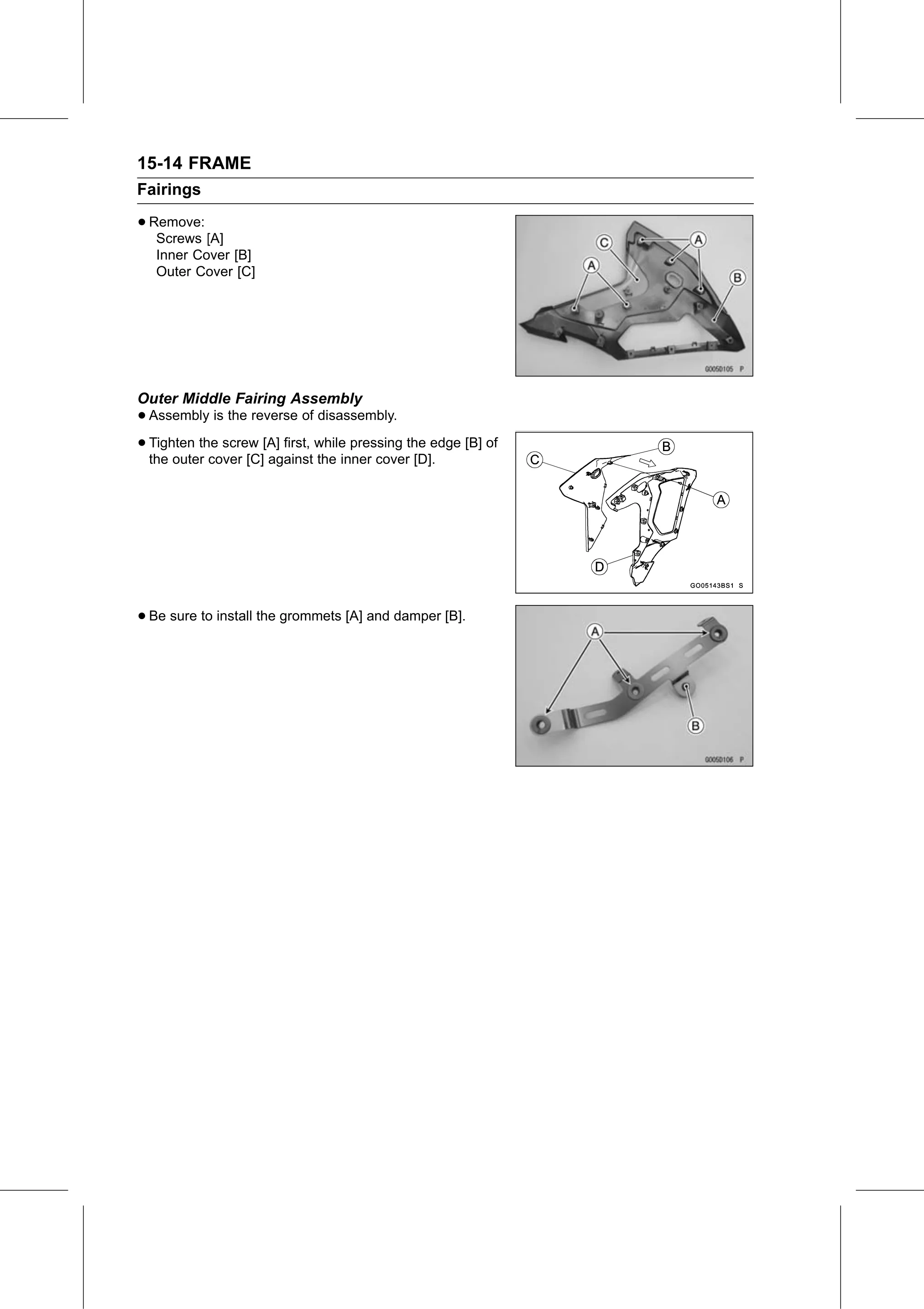 Service Manual (KLZ1000C) page 458 — Frame › Outer Middle Fairing Assembly