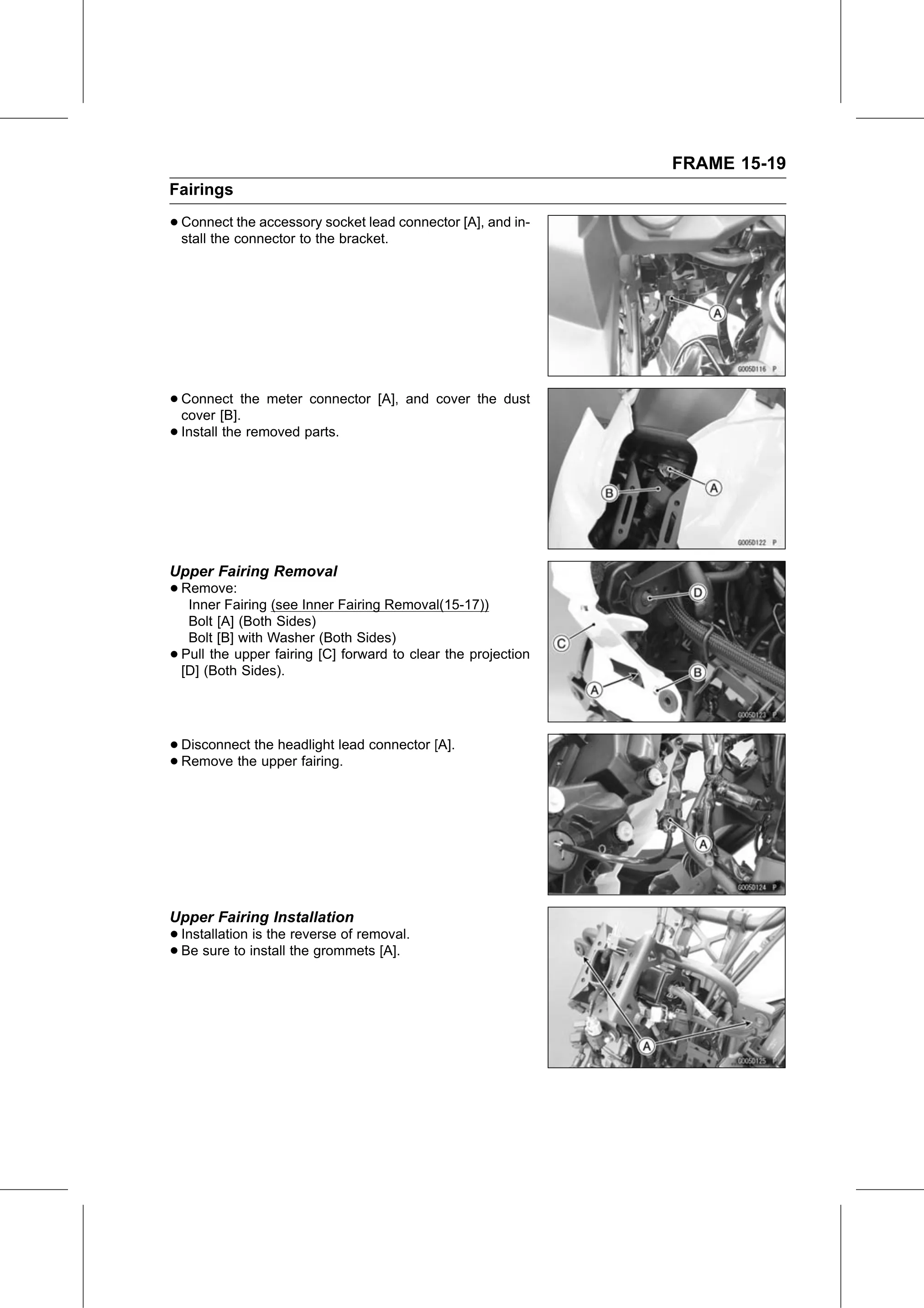 Service Manual (KLZ1000C) page 463 — Frame › Upper Fairing Installation