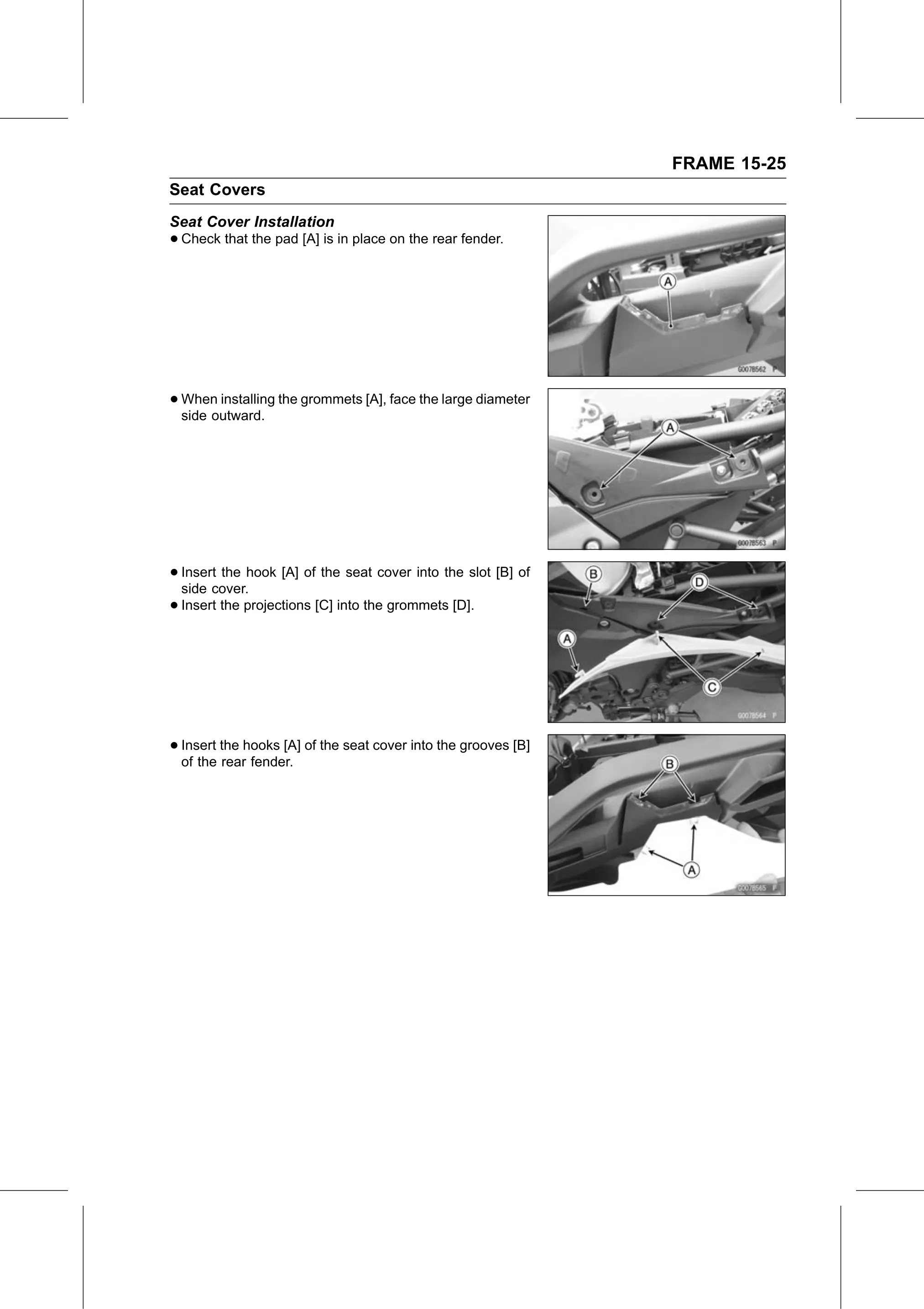Service Manual (KLZ1000C) page 469 — Frame › Seat Cover Installation