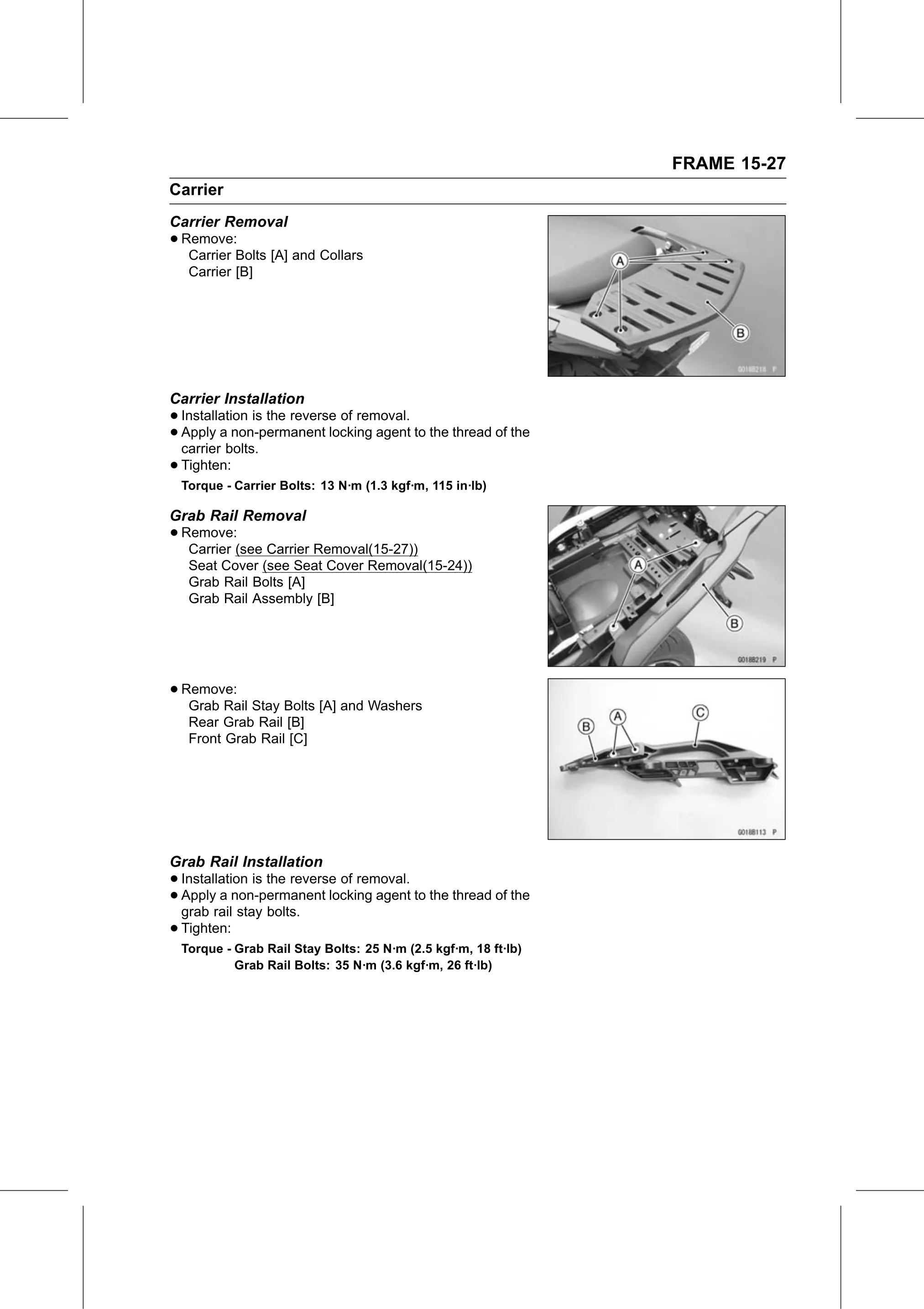 Service Manual (KLZ1000C) page 471 — Frame › Grab Rail Installation