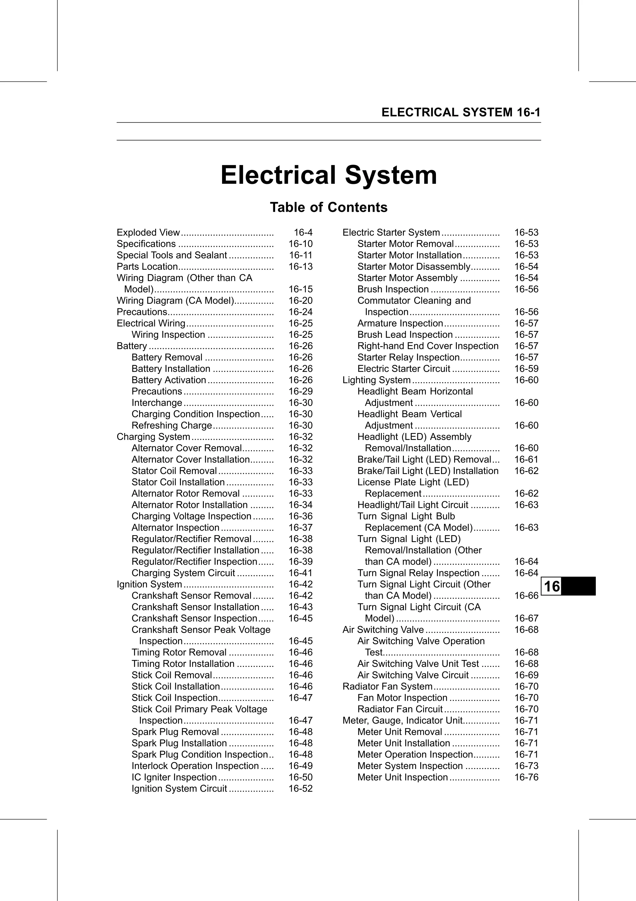 Service Manual (KLZ1000C) page 483 — Electrical System