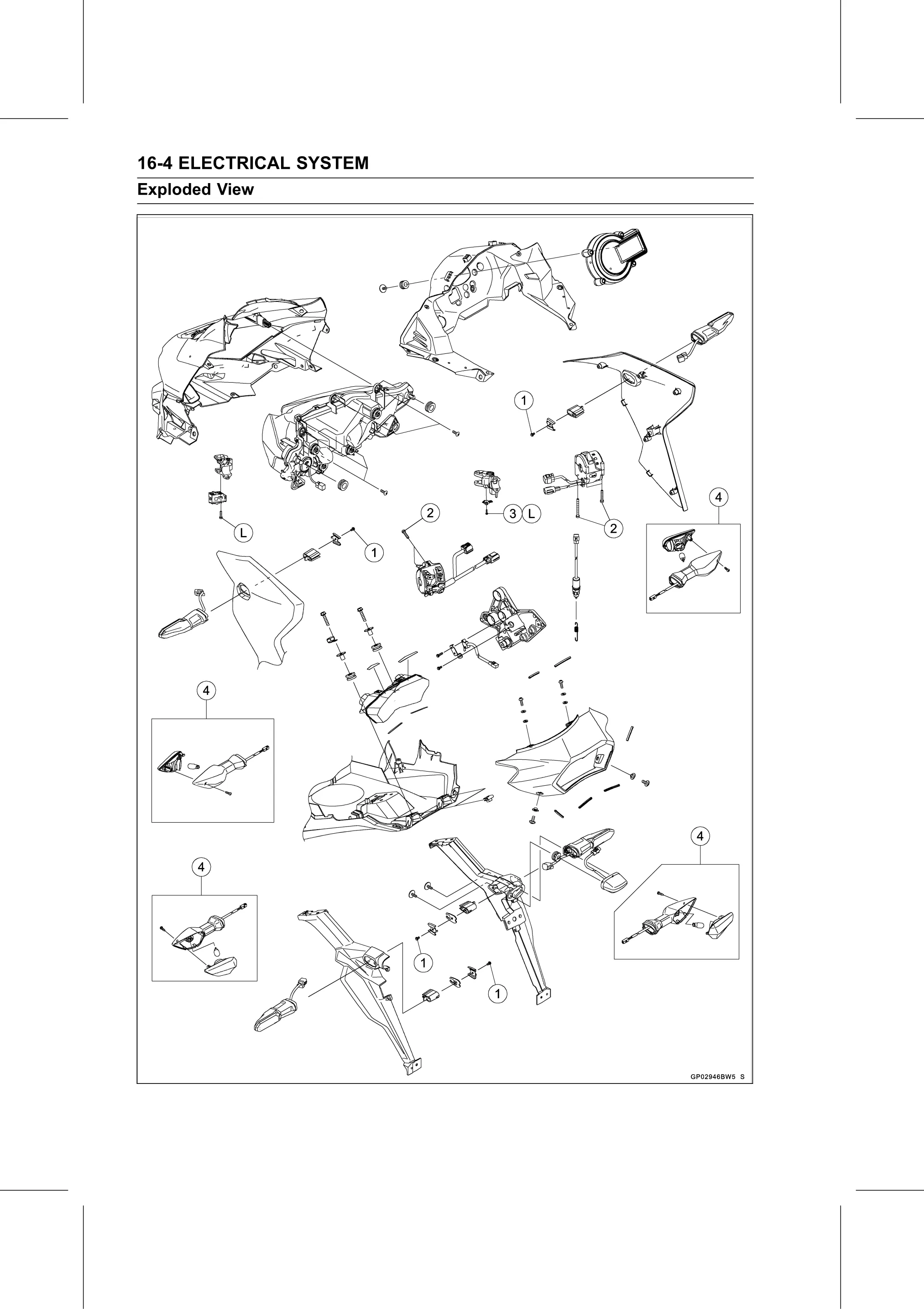 Service Manual (KLZ1000C) page 486 — Electrical System › Exploded View