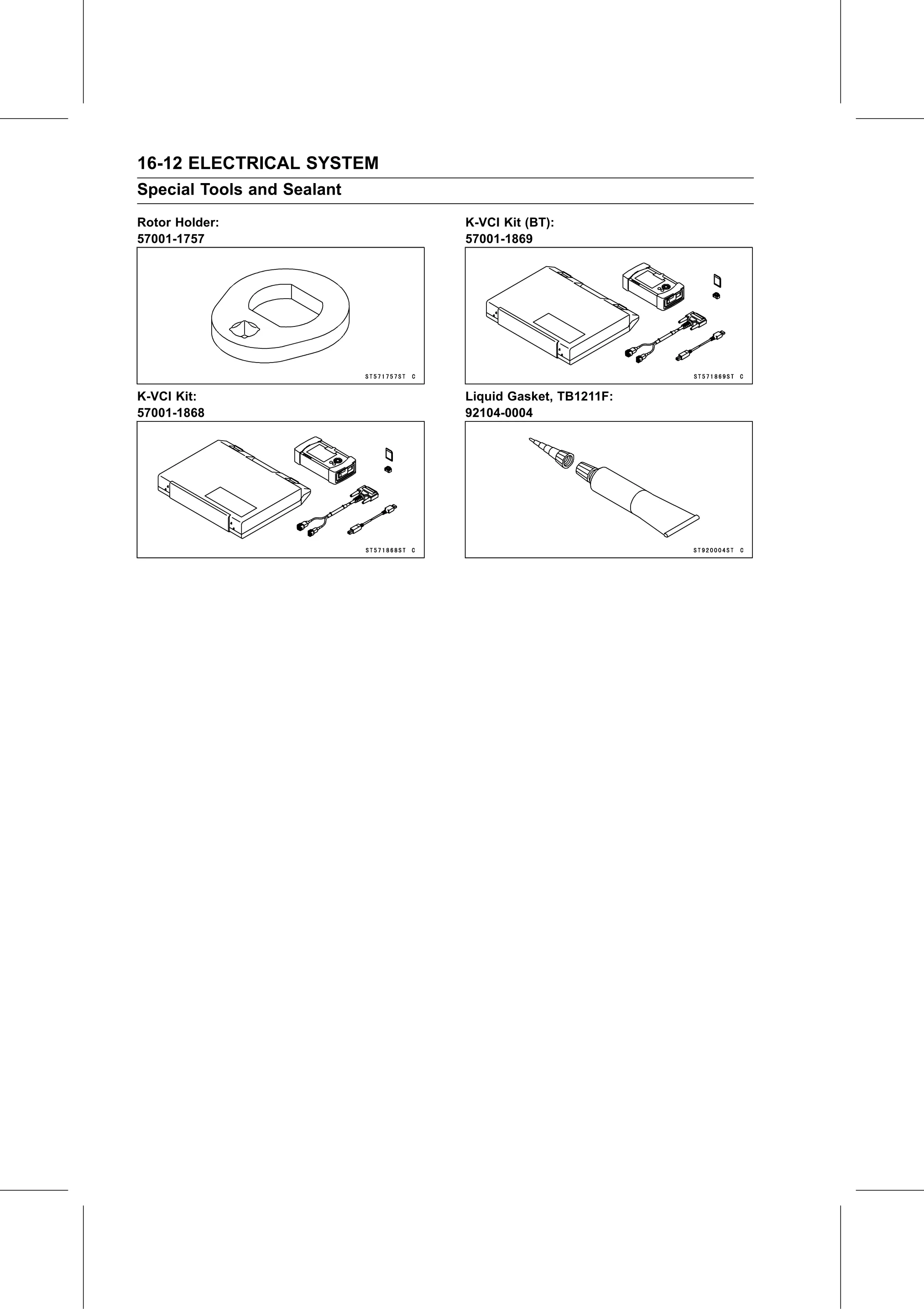 Service Manual (KLZ1000C) page 494 — Electrical System › Special Tools and Sealant