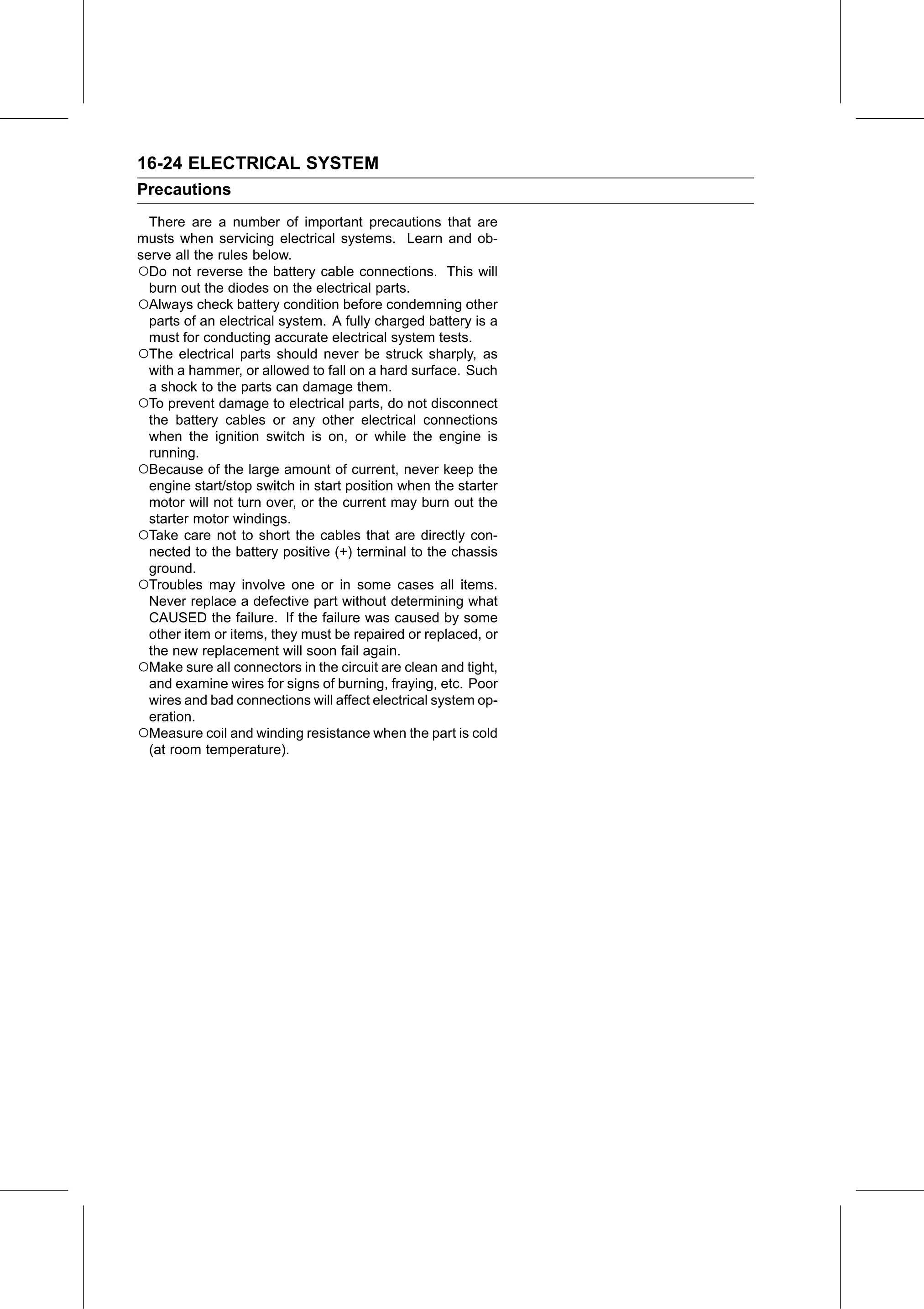 Service Manual (KLZ1000C) page 506 — Electrical System › Precautions