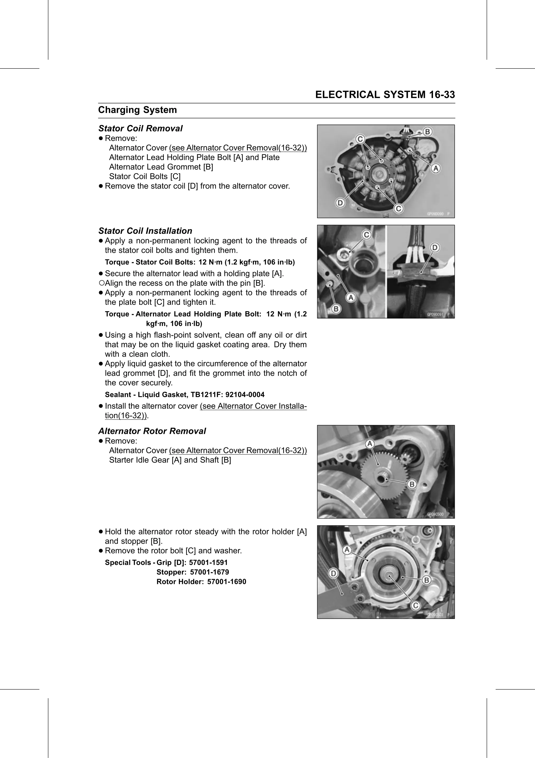 Service Manual (KLZ1000C) page 515 — Electrical System › Alternator Rotor Removal