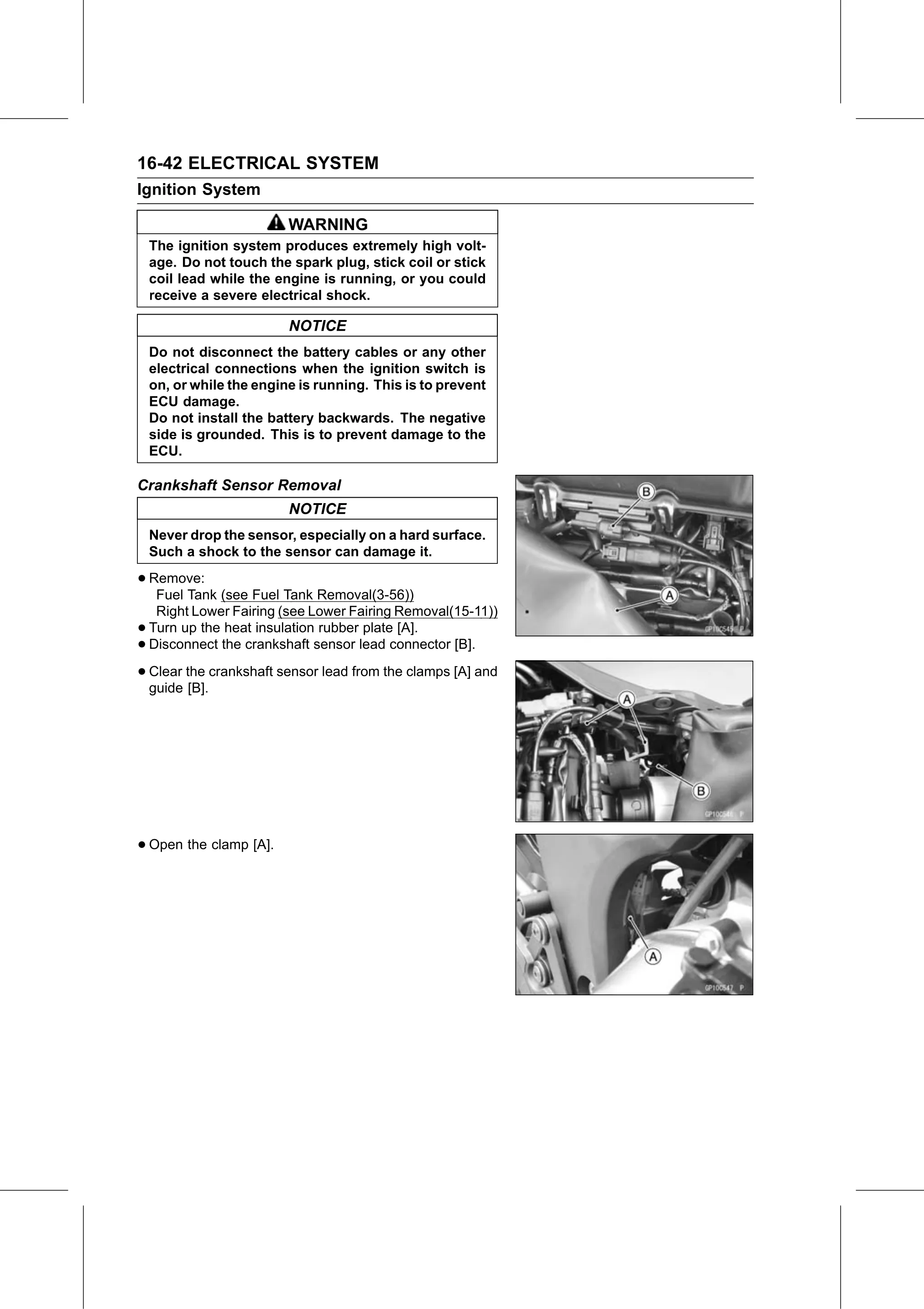 Service Manual (KLZ1000C) page 524 — Electrical System › Crankshaft Sensor Removal