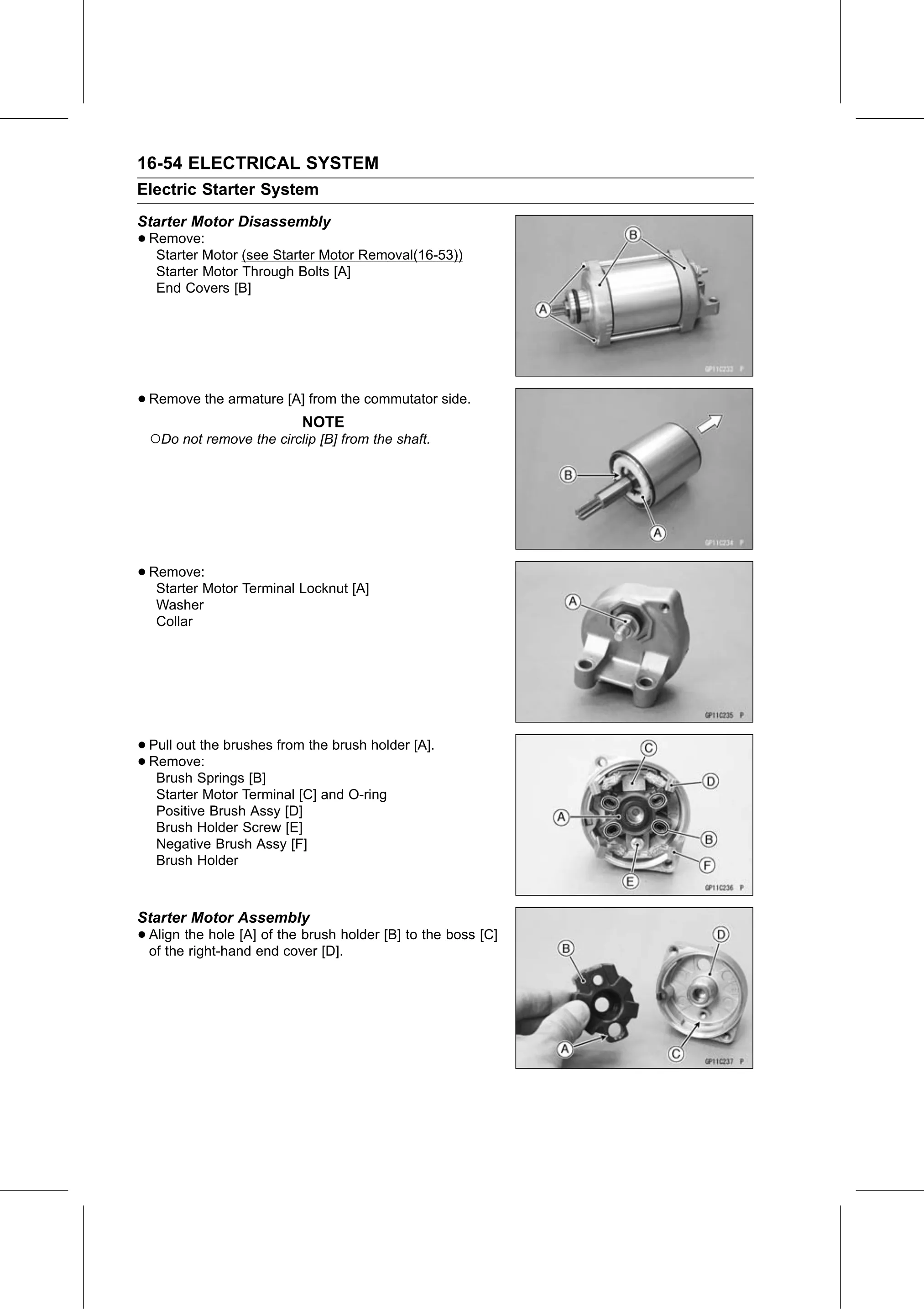Service Manual (KLZ1000C) page 536 — Electrical System › Starter Motor Assembly