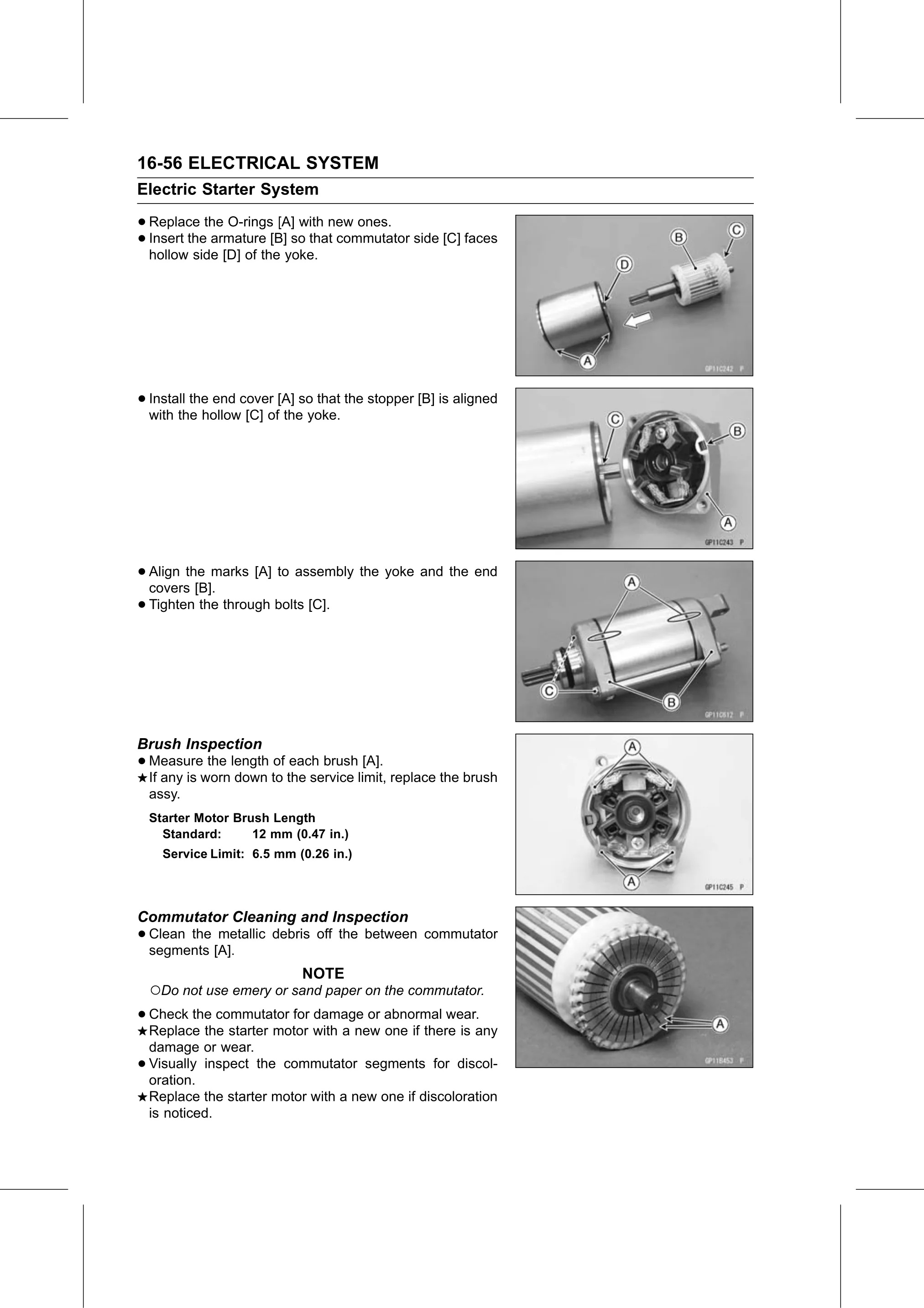 Service Manual (KLZ1000C) page 538 — Electrical System › Commutator Cleaning and Inspection