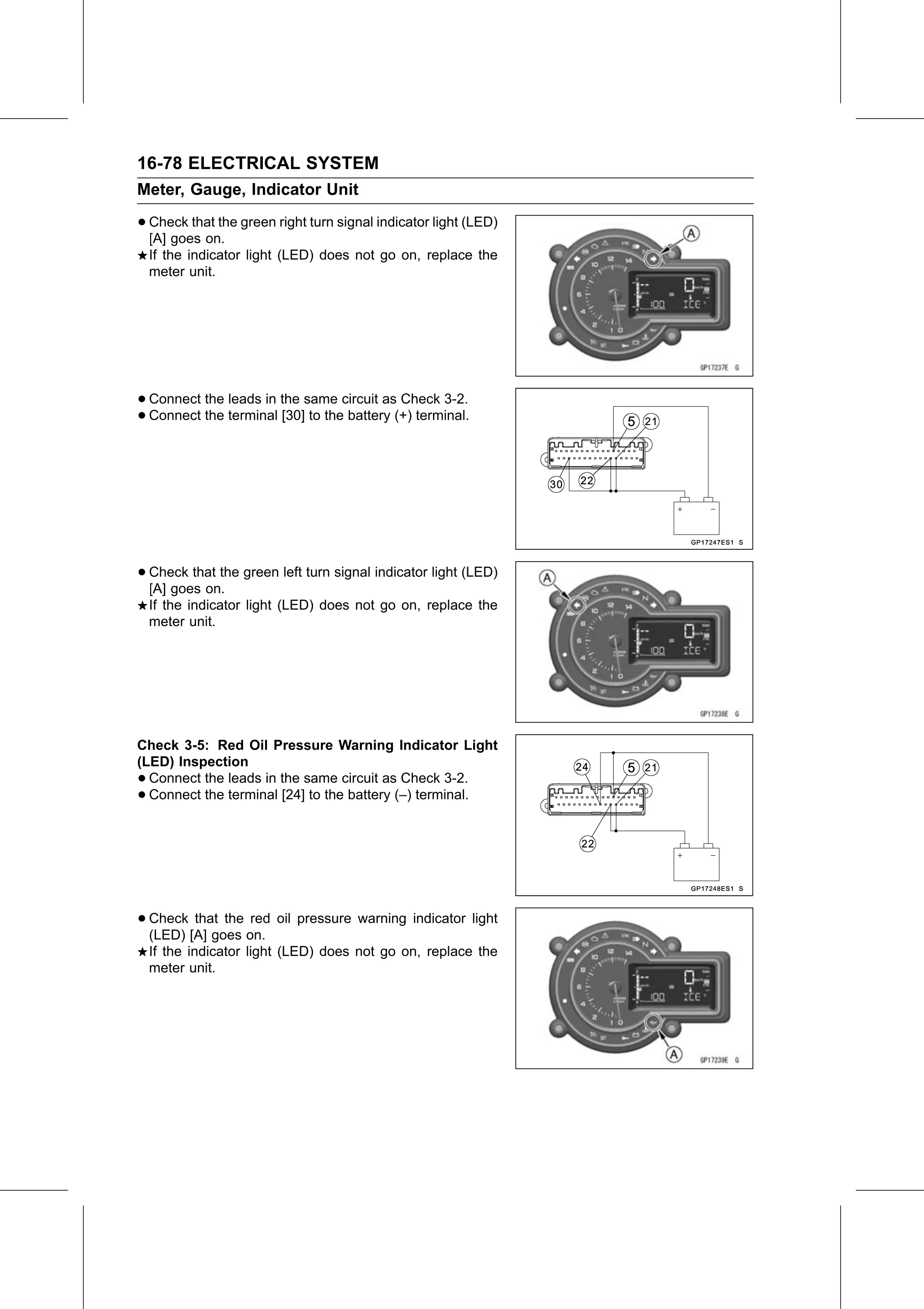 Service Manual (KLZ1000C) page 560 — Electrical System › Meter Unit Inspection