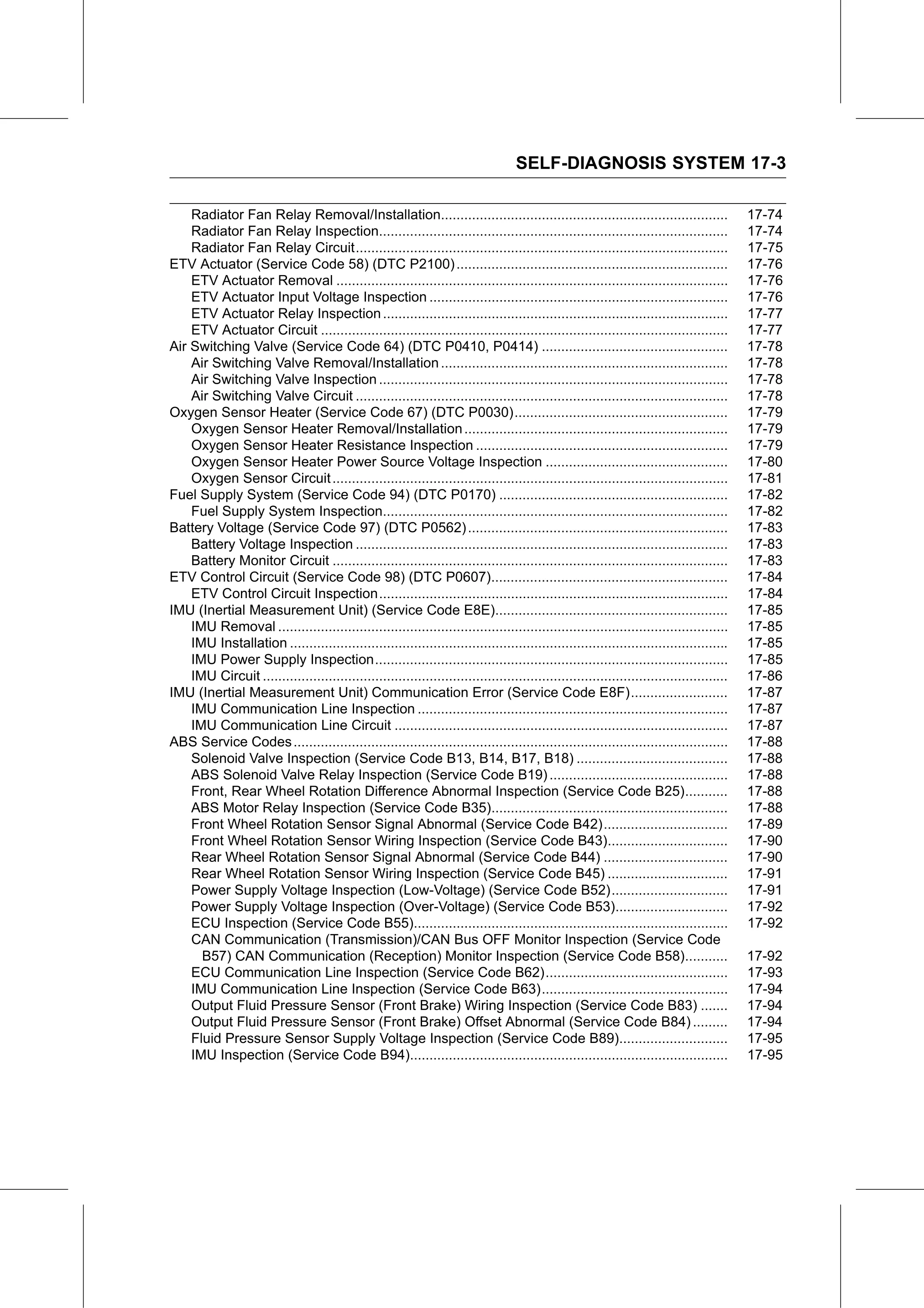 Service Manual (KLZ1000C) page 605 — Self-Diagnosis System