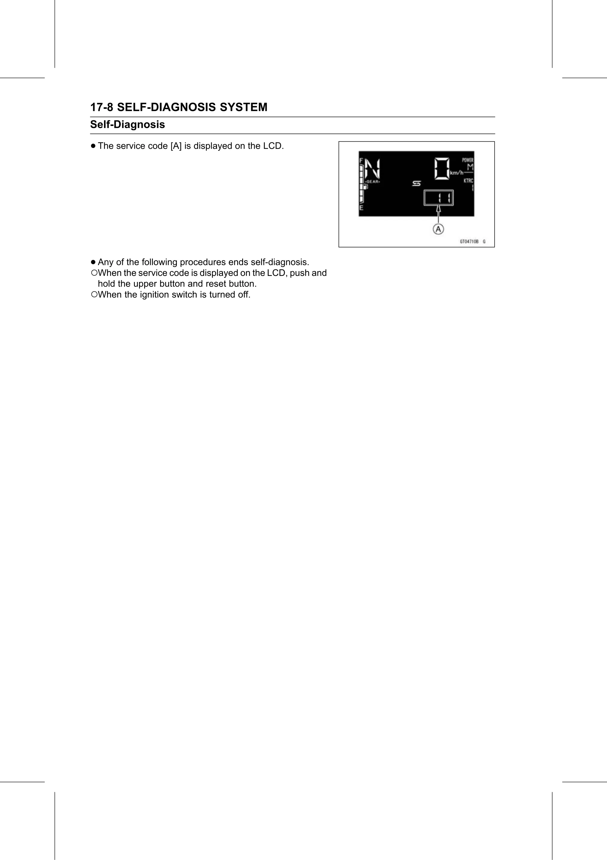 Service Manual (KLZ1000C) page 610 — Self-Diagnosis System › Self-Diagnosis Procedures