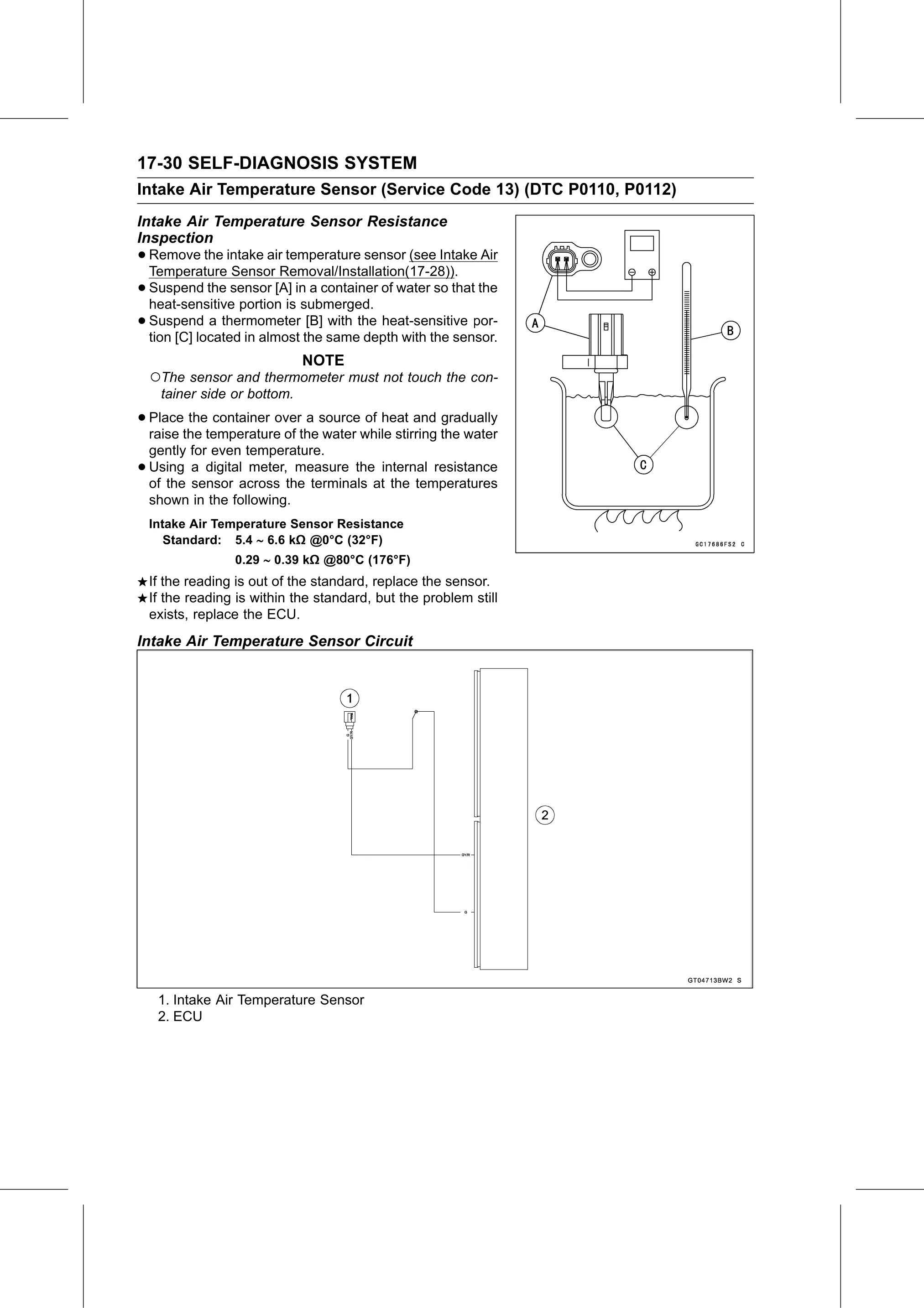 Service Manual (KLZ1000C) page 632 — Self-Diagnosis System › Intake Air Temperature Sensor Circuit