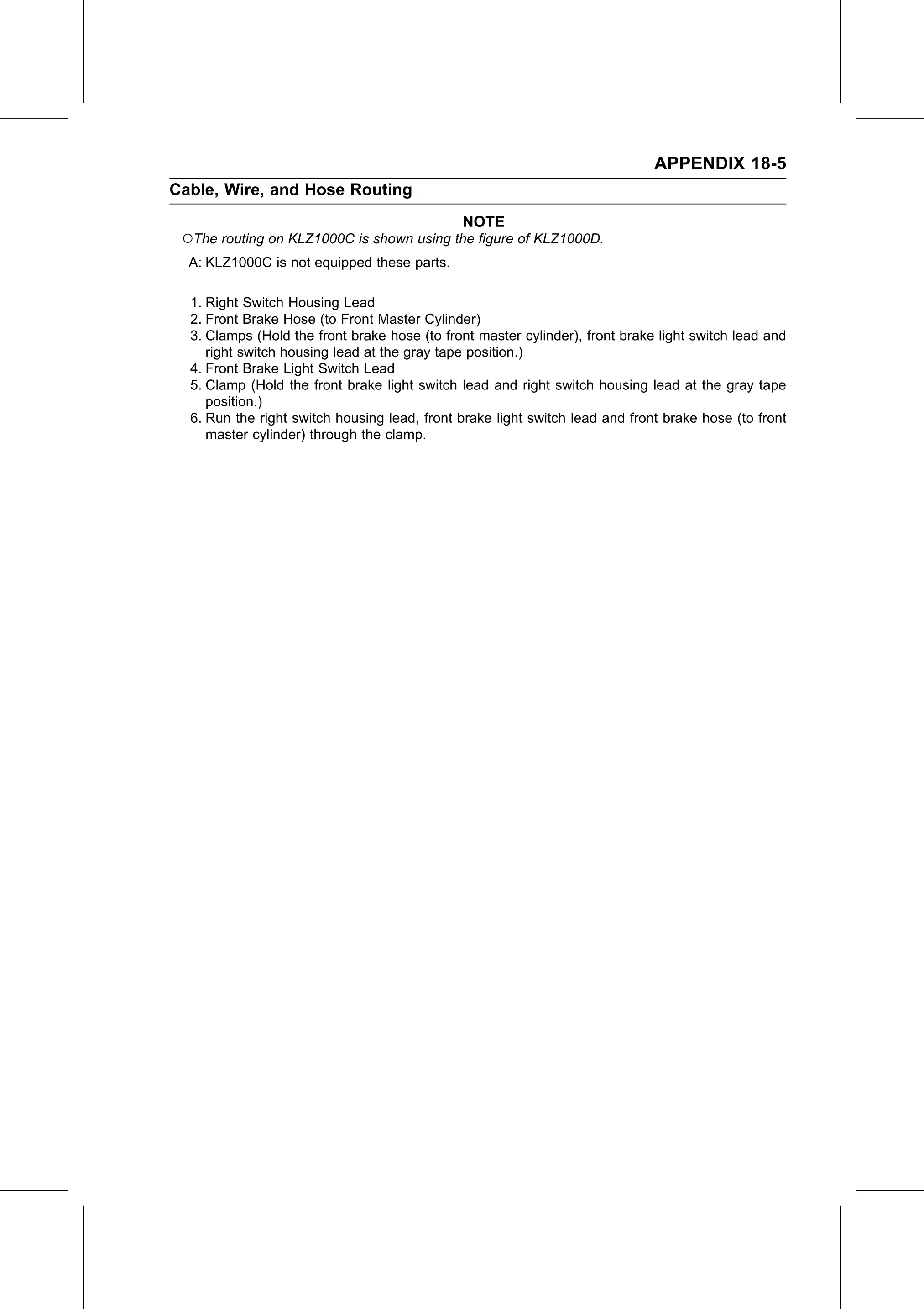 Service Manual (KLZ1000C) page 703 — Appendix › Cable, Wire, and Hose Routing