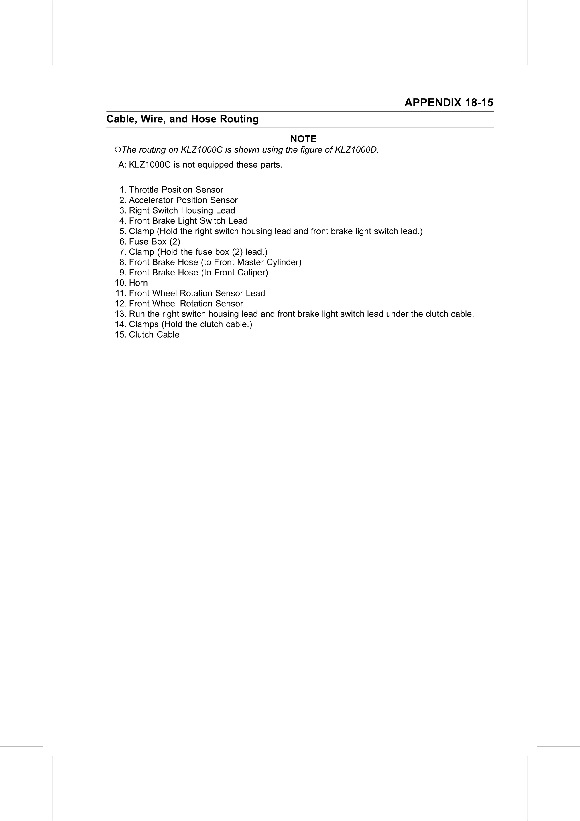 Service Manual (KLZ1000C) page 713 — Appendix › Cable, Wire, and Hose Routing