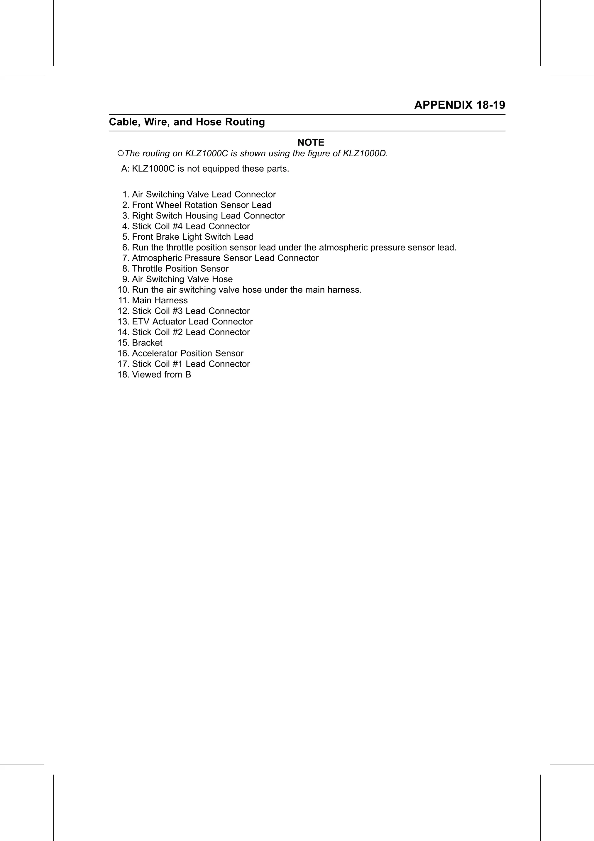 Service Manual (KLZ1000C) page 717 — Appendix › Cable, Wire, and Hose Routing