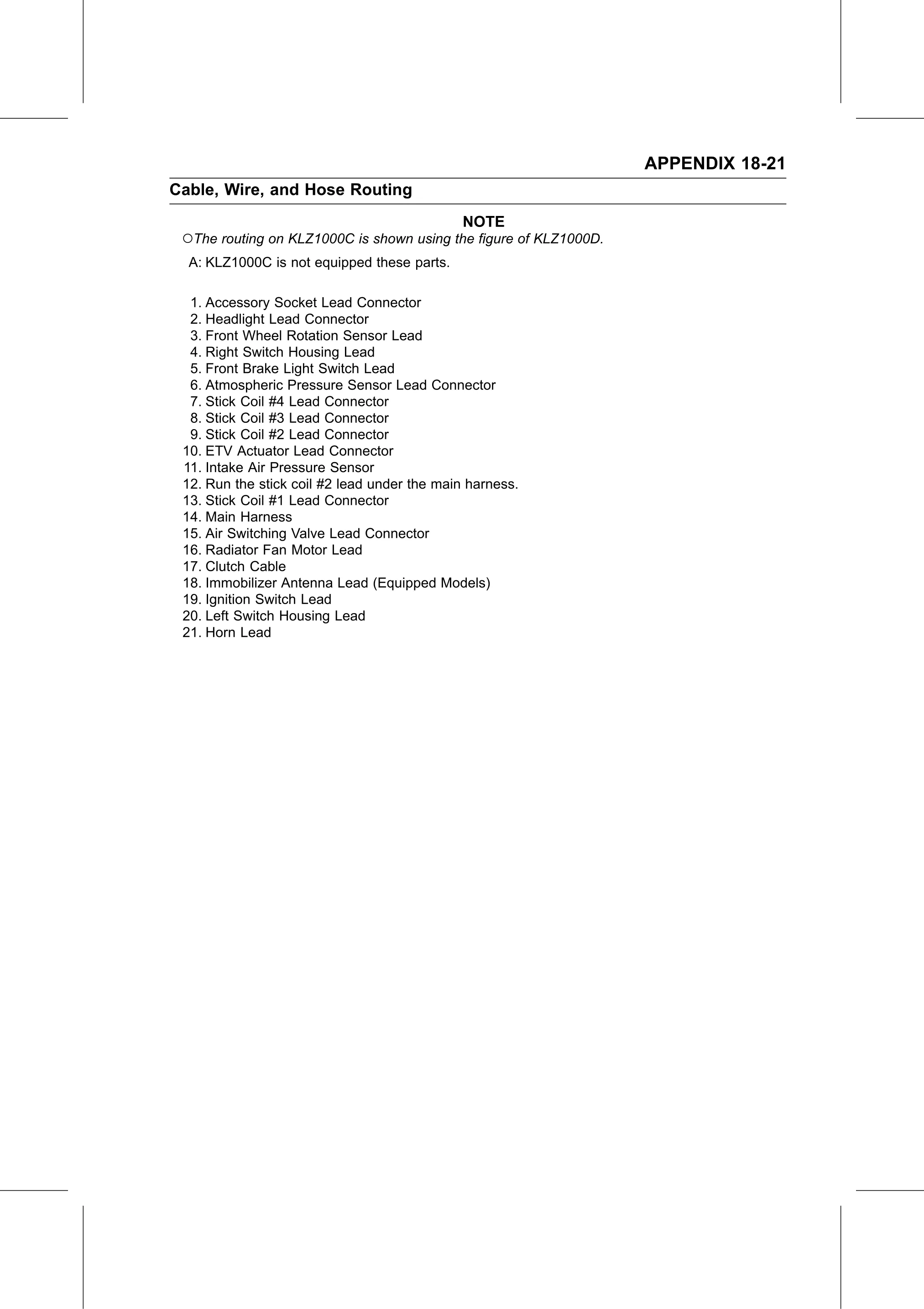 Service Manual (KLZ1000C) page 719 — Appendix › Cable, Wire, and Hose Routing