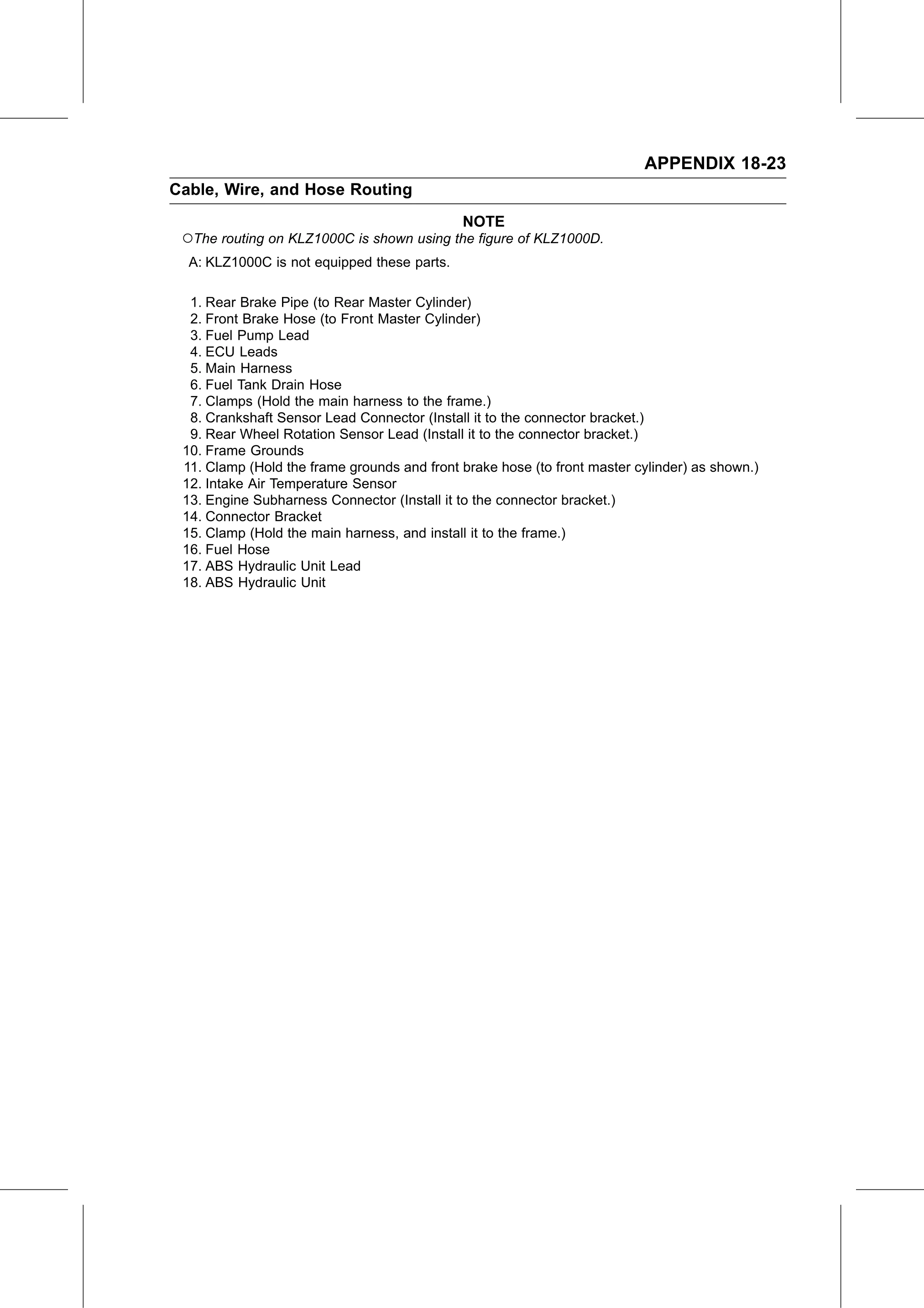 Service Manual (KLZ1000C) page 721 — Appendix › Cable, Wire, and Hose Routing