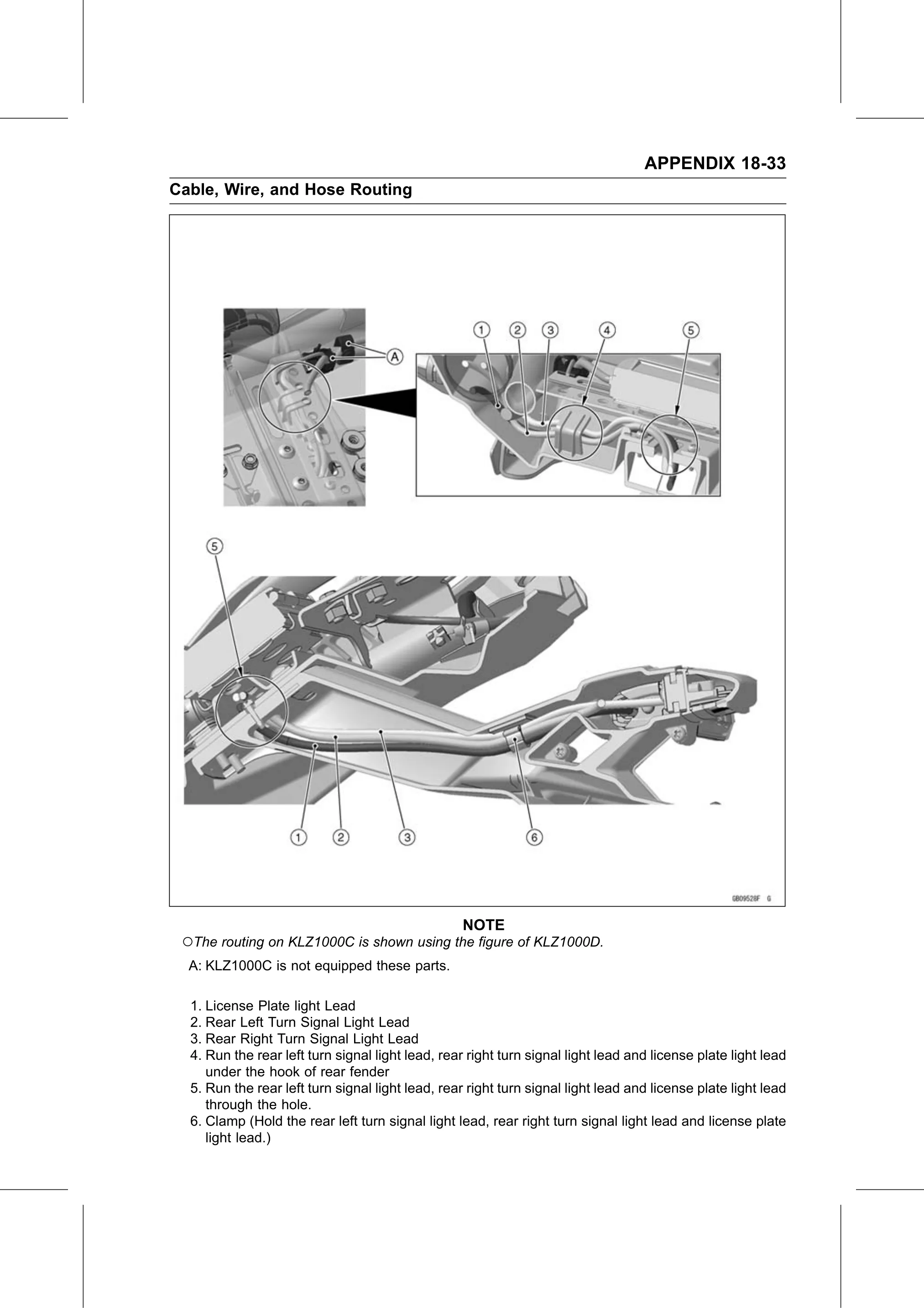 Service Manual (KLZ1000C) page 731 — Appendix › Cable, Wire, and Hose Routing