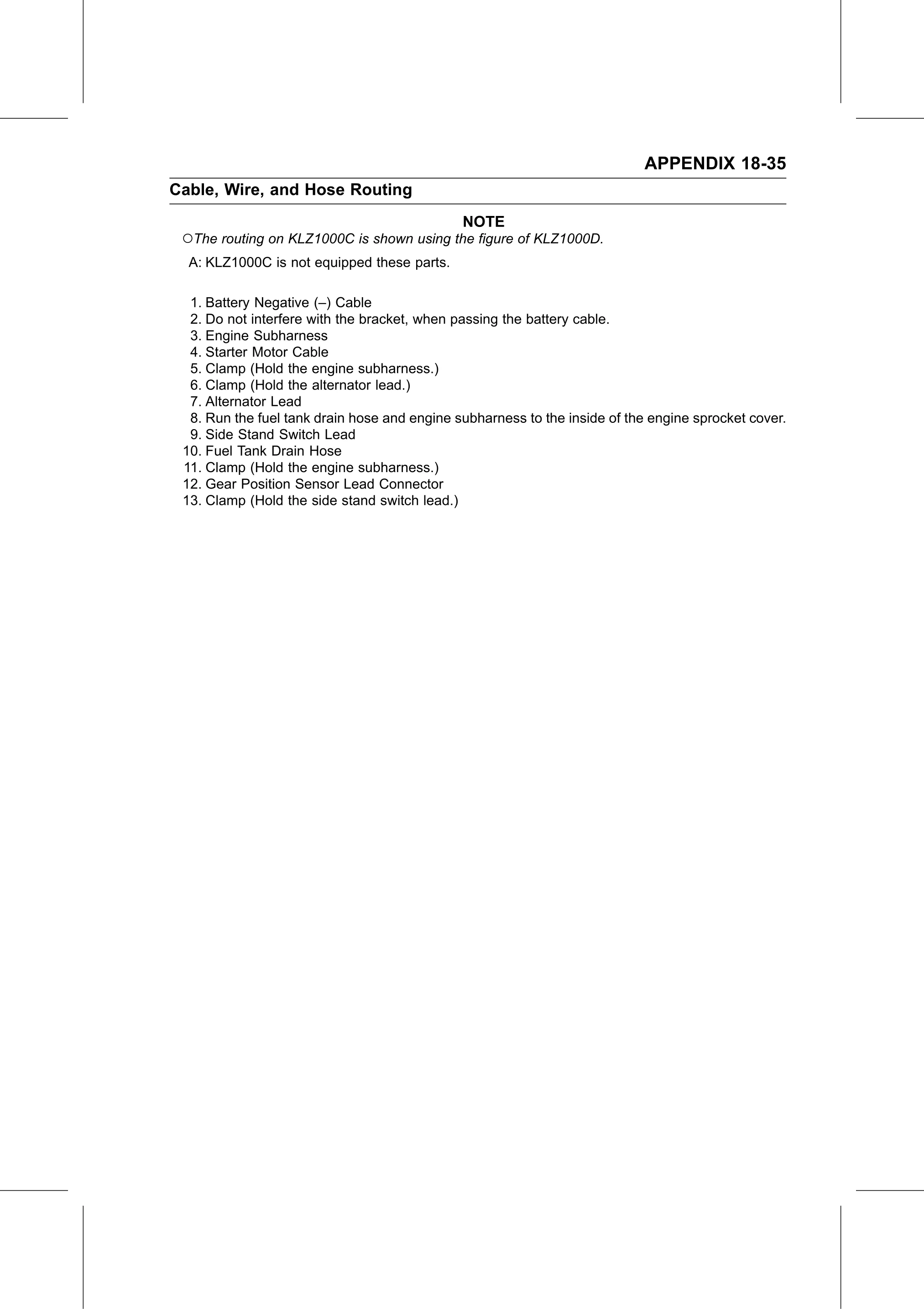 Service Manual (KLZ1000C) page 733 — Appendix › Cable, Wire, and Hose Routing