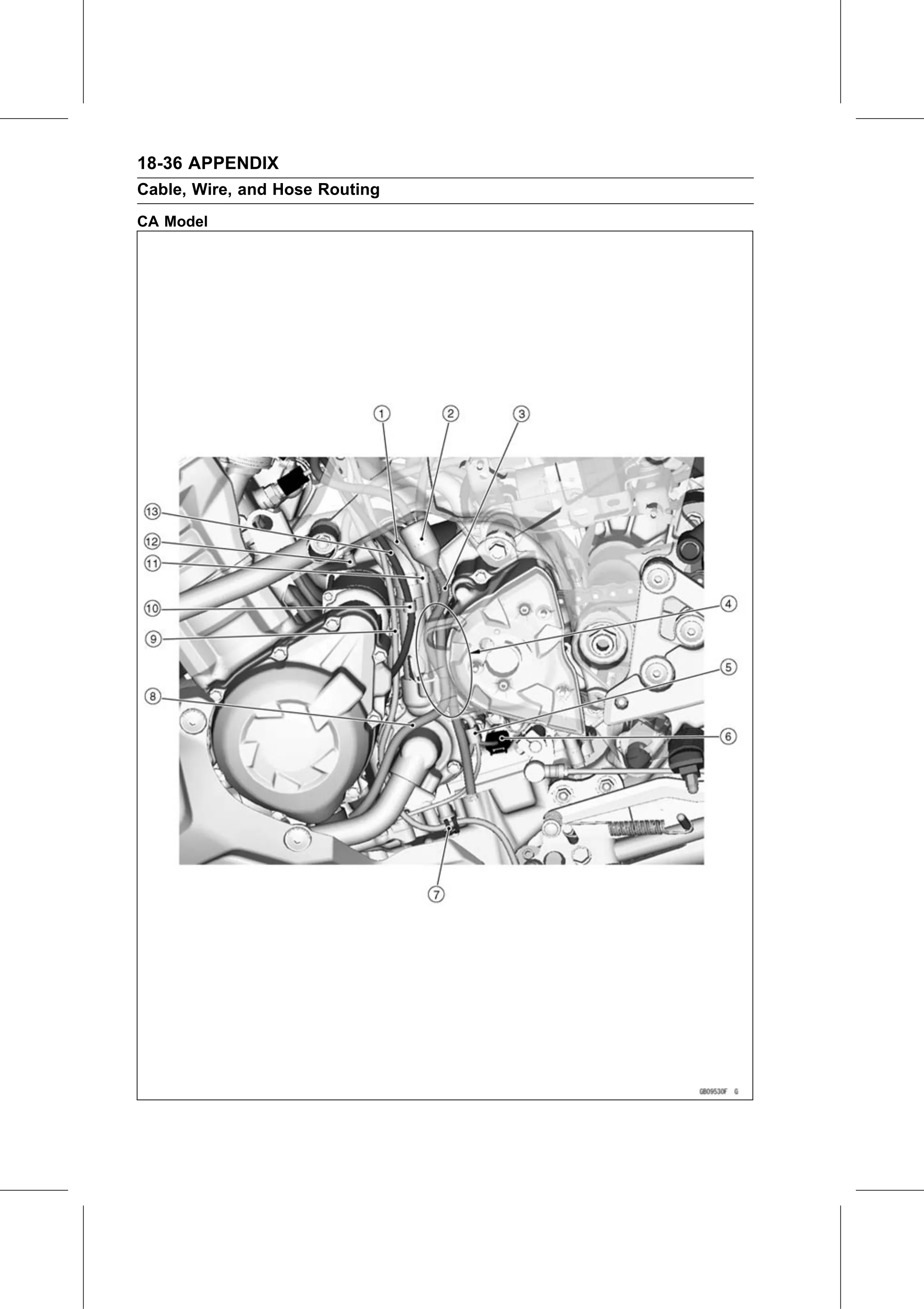 Service Manual (KLZ1000C) page 734 — Appendix › Cable, Wire, and Hose Routing