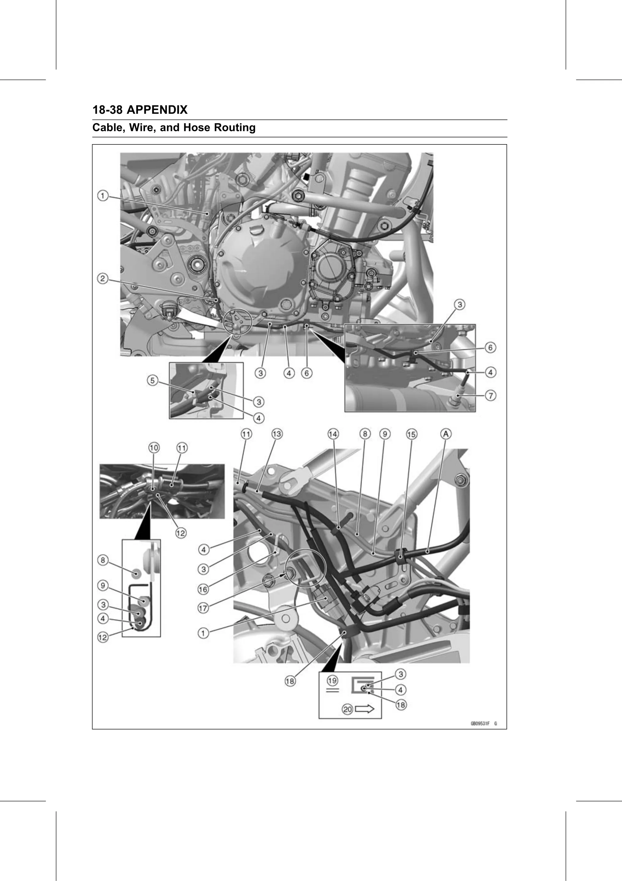Service Manual (KLZ1000C) page 736 — Appendix › Cable, Wire, and Hose Routing