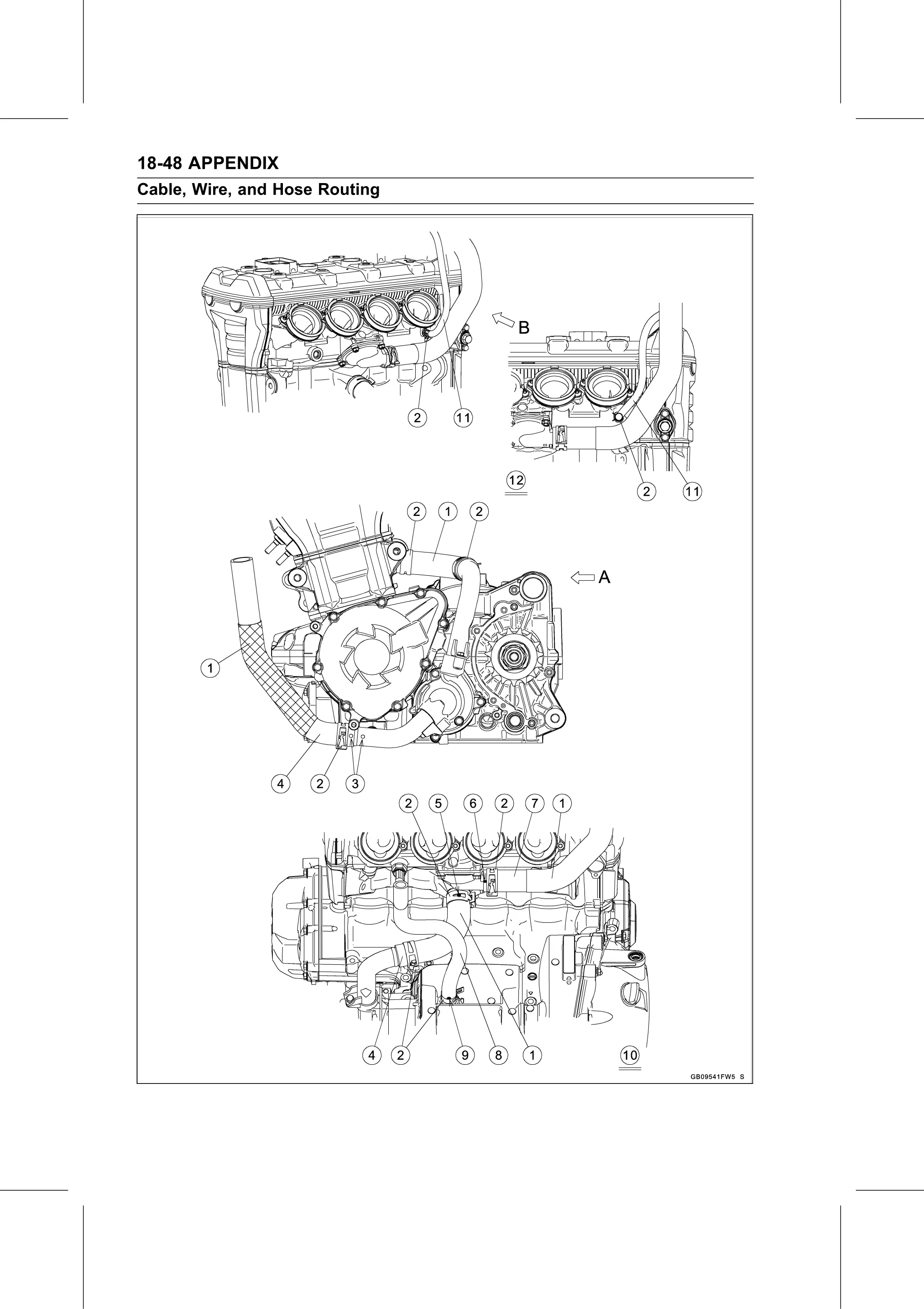 Service Manual (KLZ1000C) page 746 — Appendix › Cable, Wire, and Hose Routing