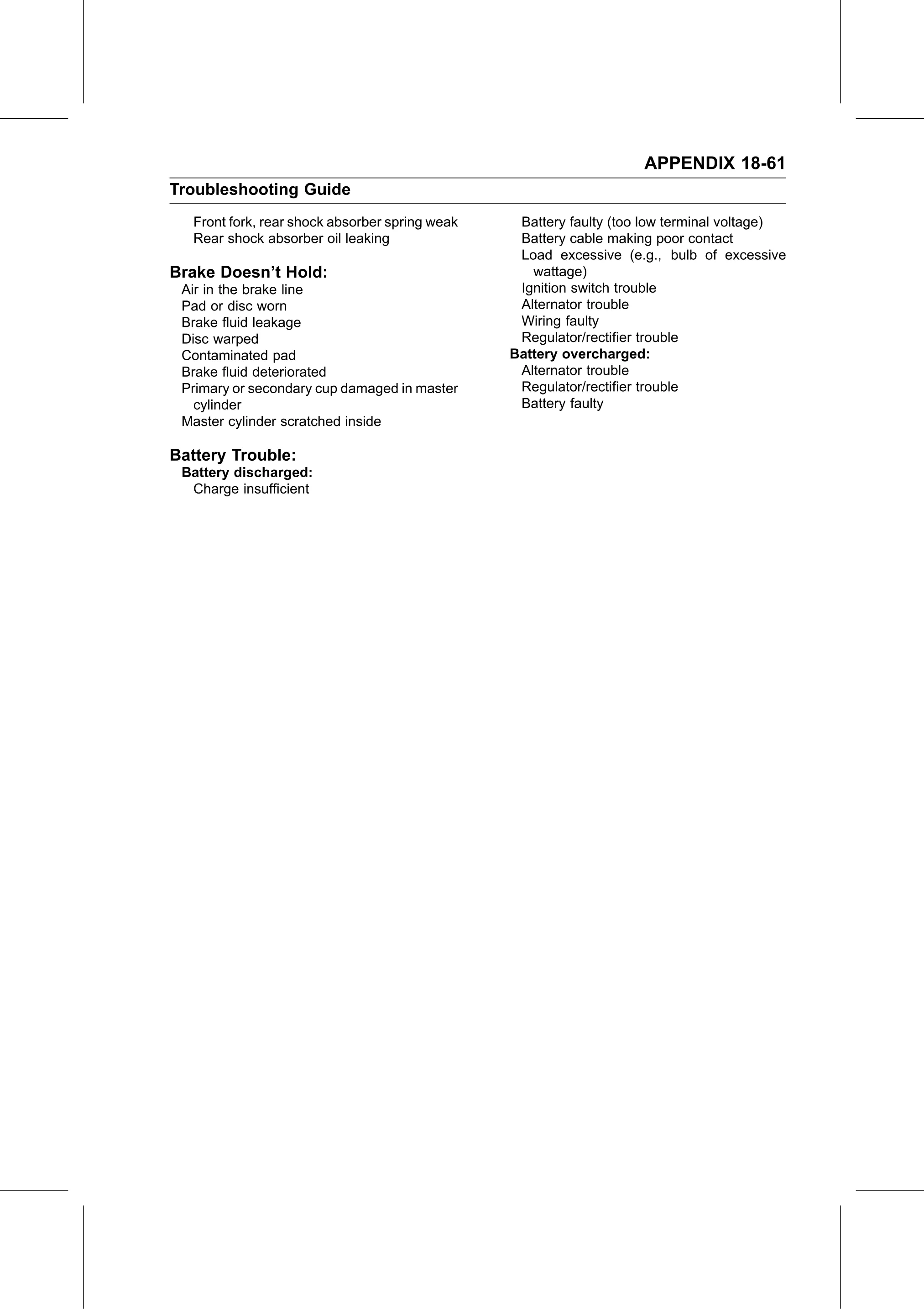 Service Manual (KLZ1000C) page 759 — Appendix › Troubleshooting Guide