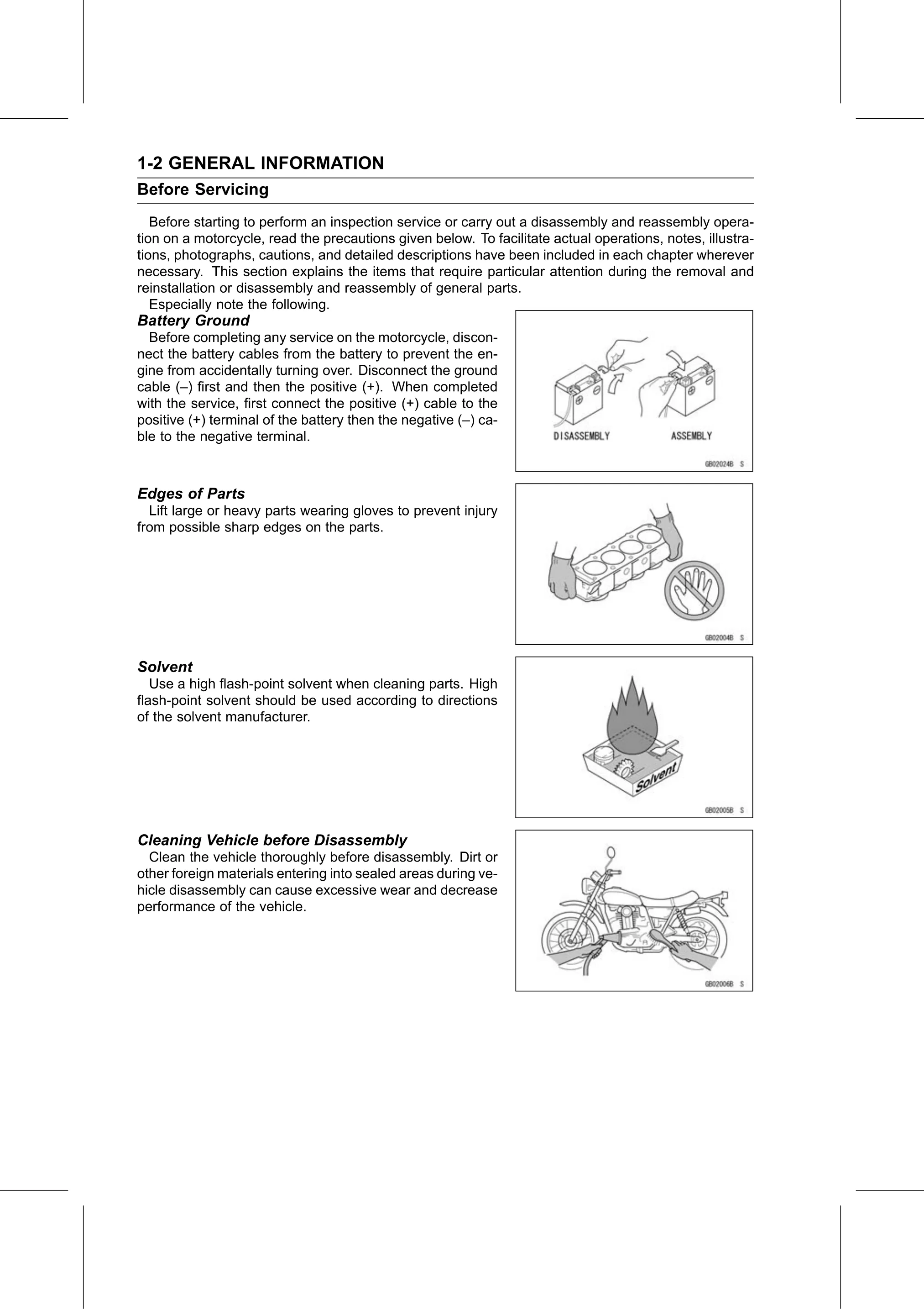 Service Manual page 12 — General Information › Before Servicing