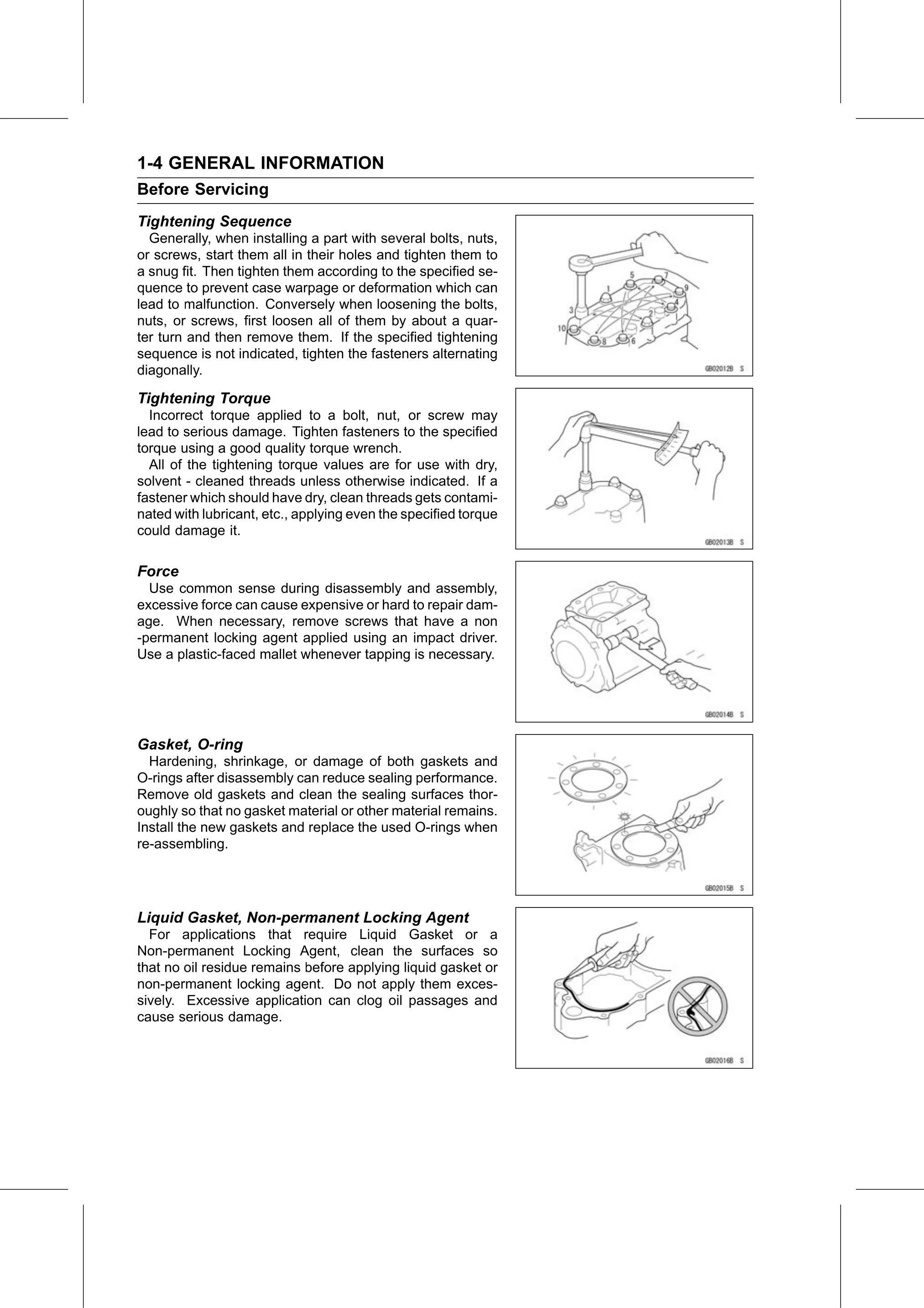 Service Manual page 14 — General Information › Before Servicing