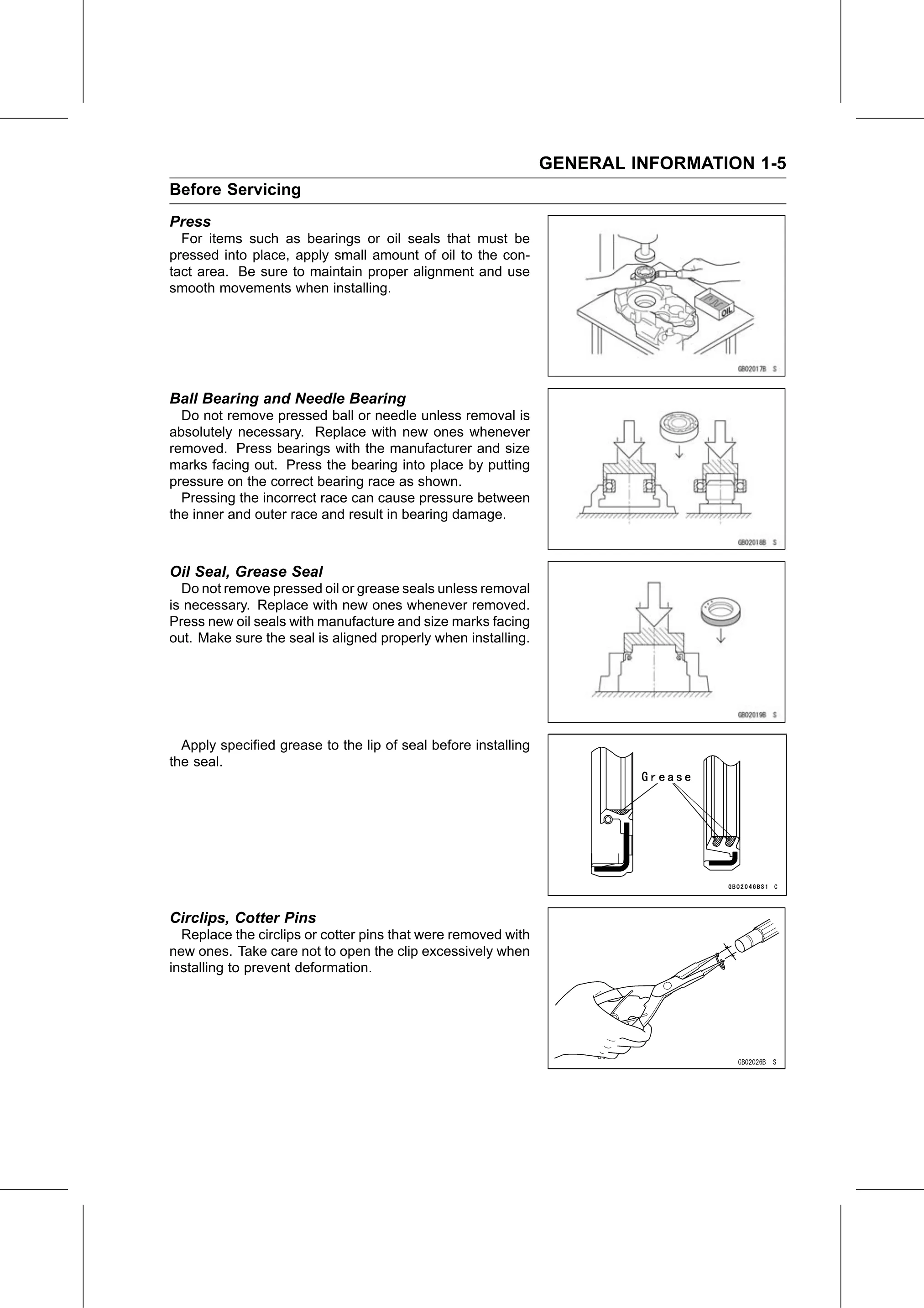 Service Manual page 15 — General Information › Before Servicing