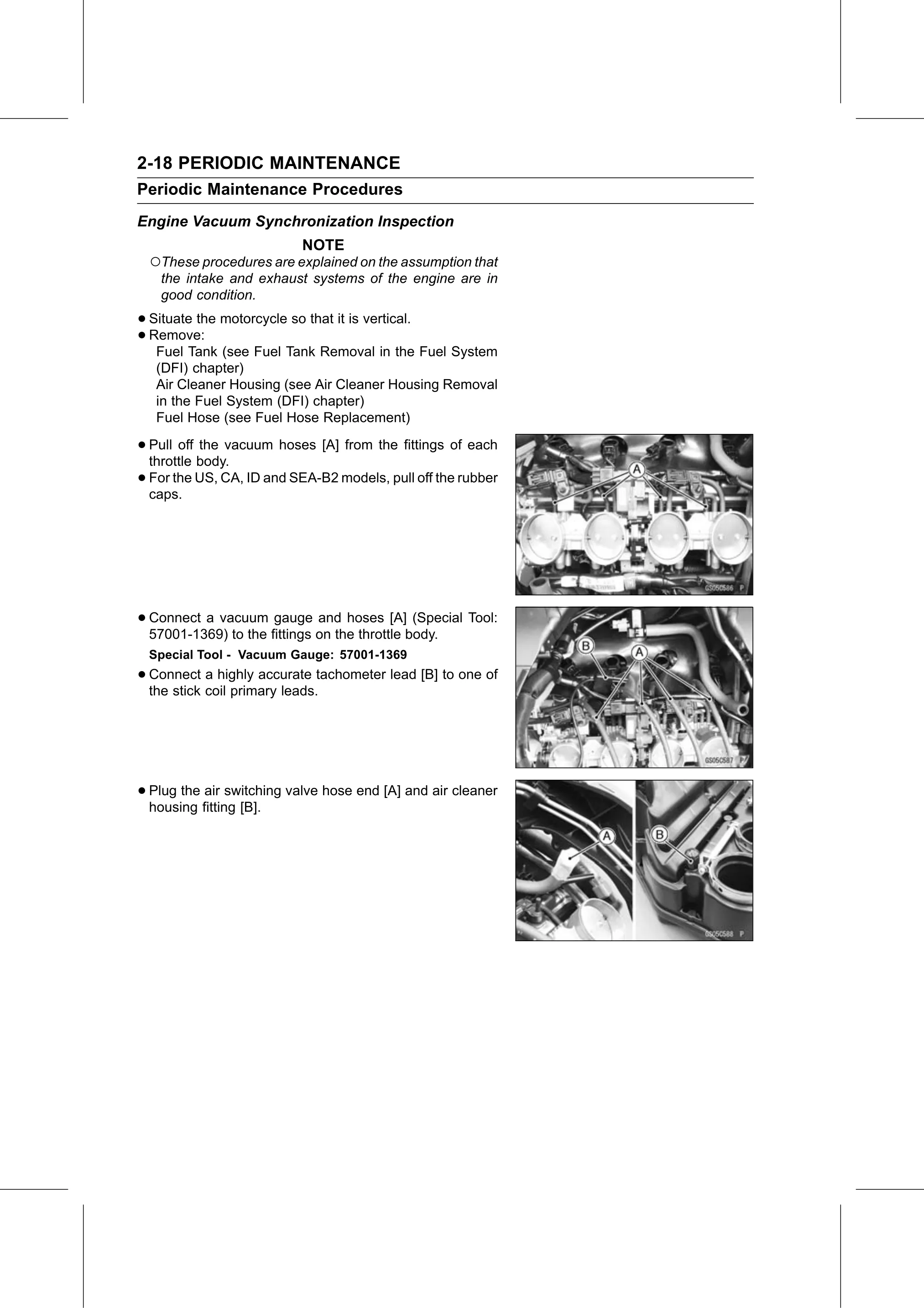 Service Manual page 40 — Periodic Maintenance › Engine Vacuum Synchronization Inspection