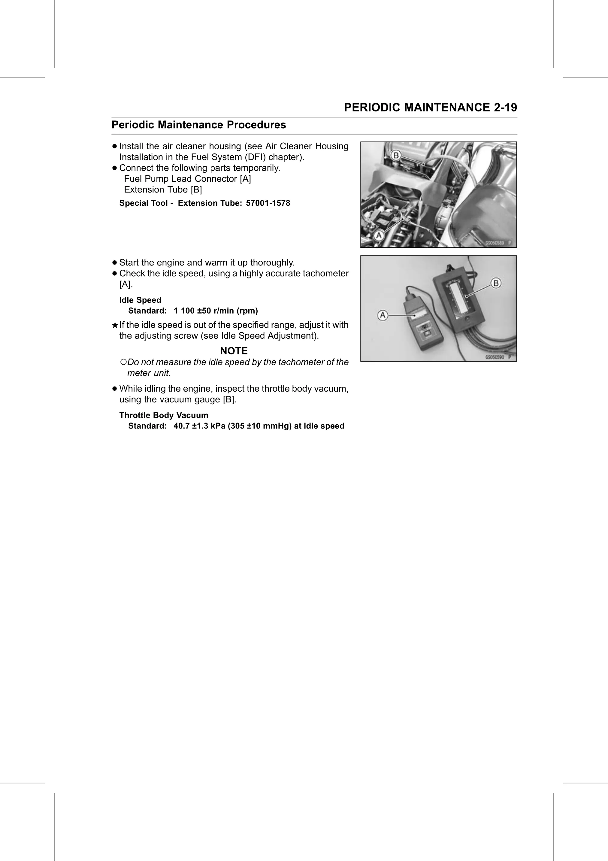 Service Manual page 41 — Periodic Maintenance › Engine Vacuum Synchronization Inspection