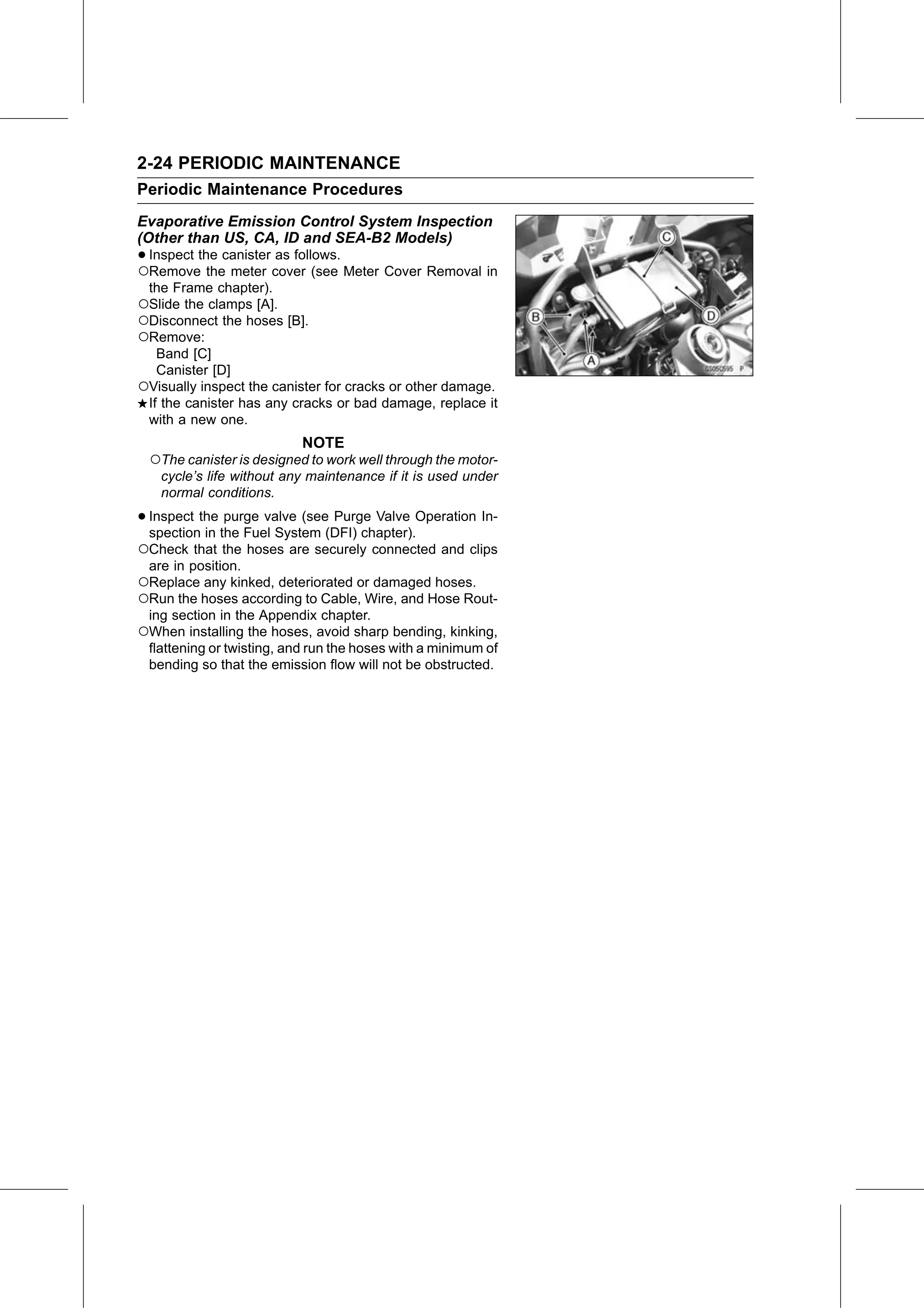 Service Manual page 46 — Periodic Maintenance › Evaporative Emission Control System Inspection (Other than US, CA, ID and SEA-B2 Models)