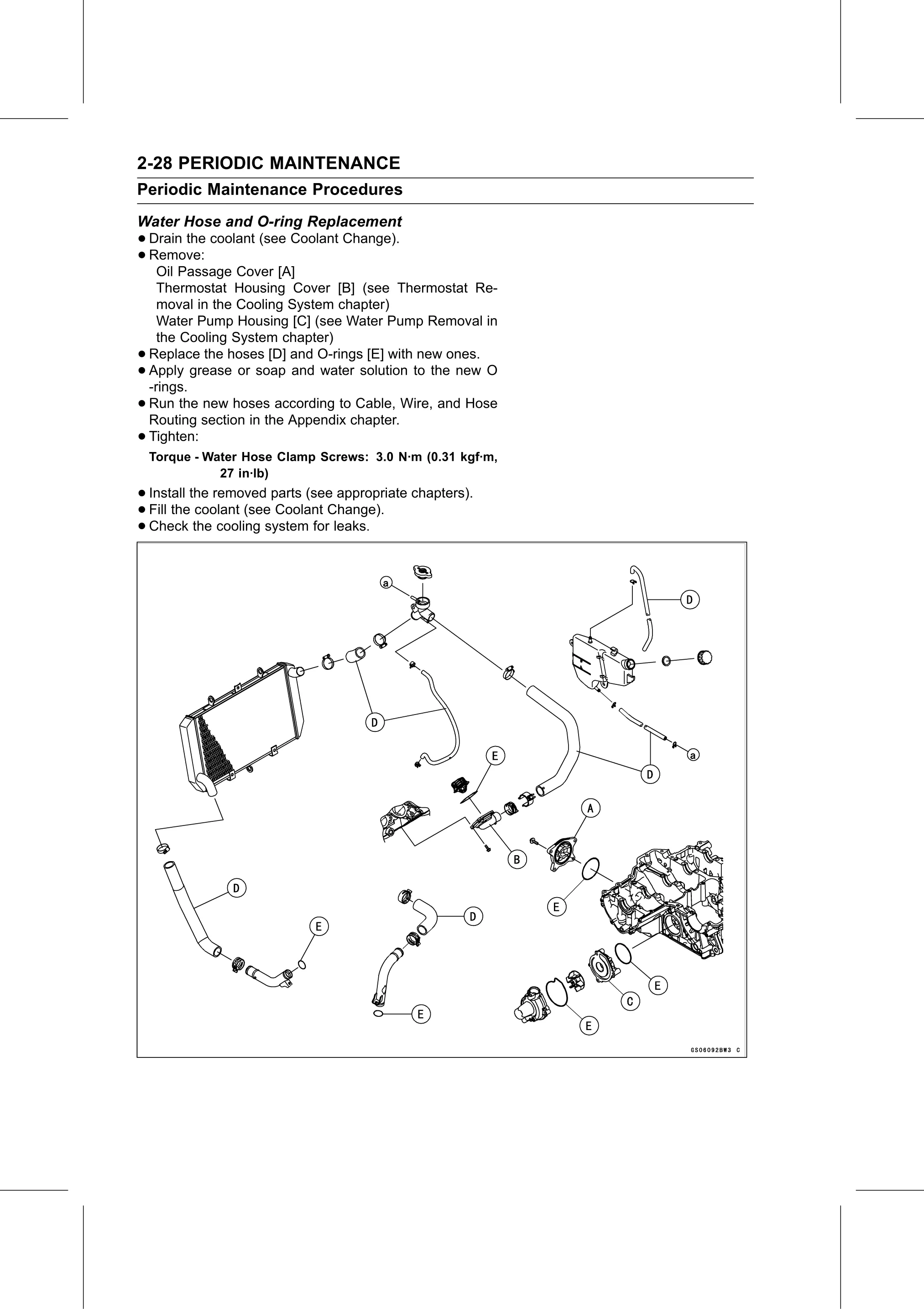Service Manual page 50 — Periodic Maintenance › Water Hose and O-ring Replacement