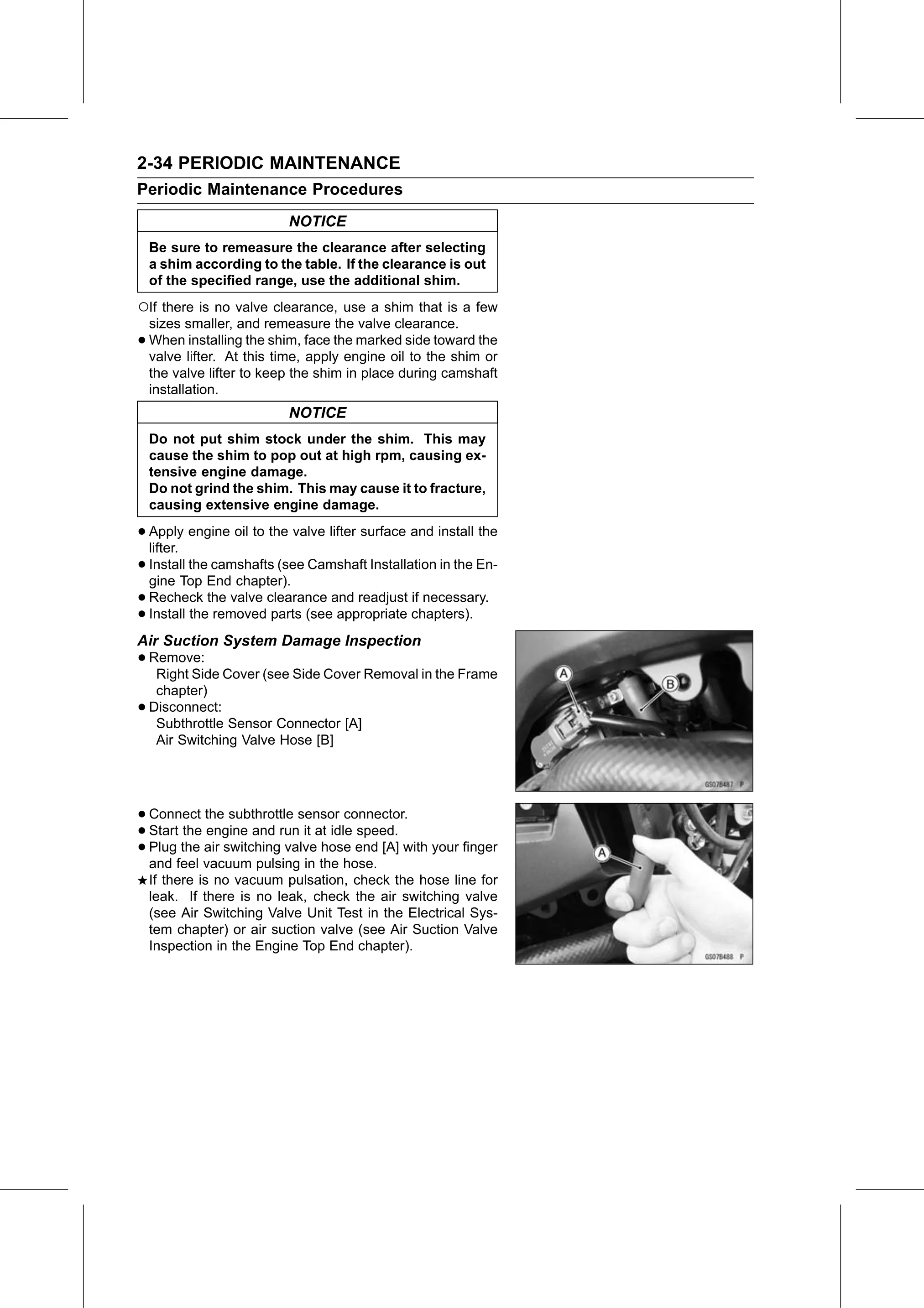 Service Manual page 56 — Periodic Maintenance › Air Suction System Damage Inspection