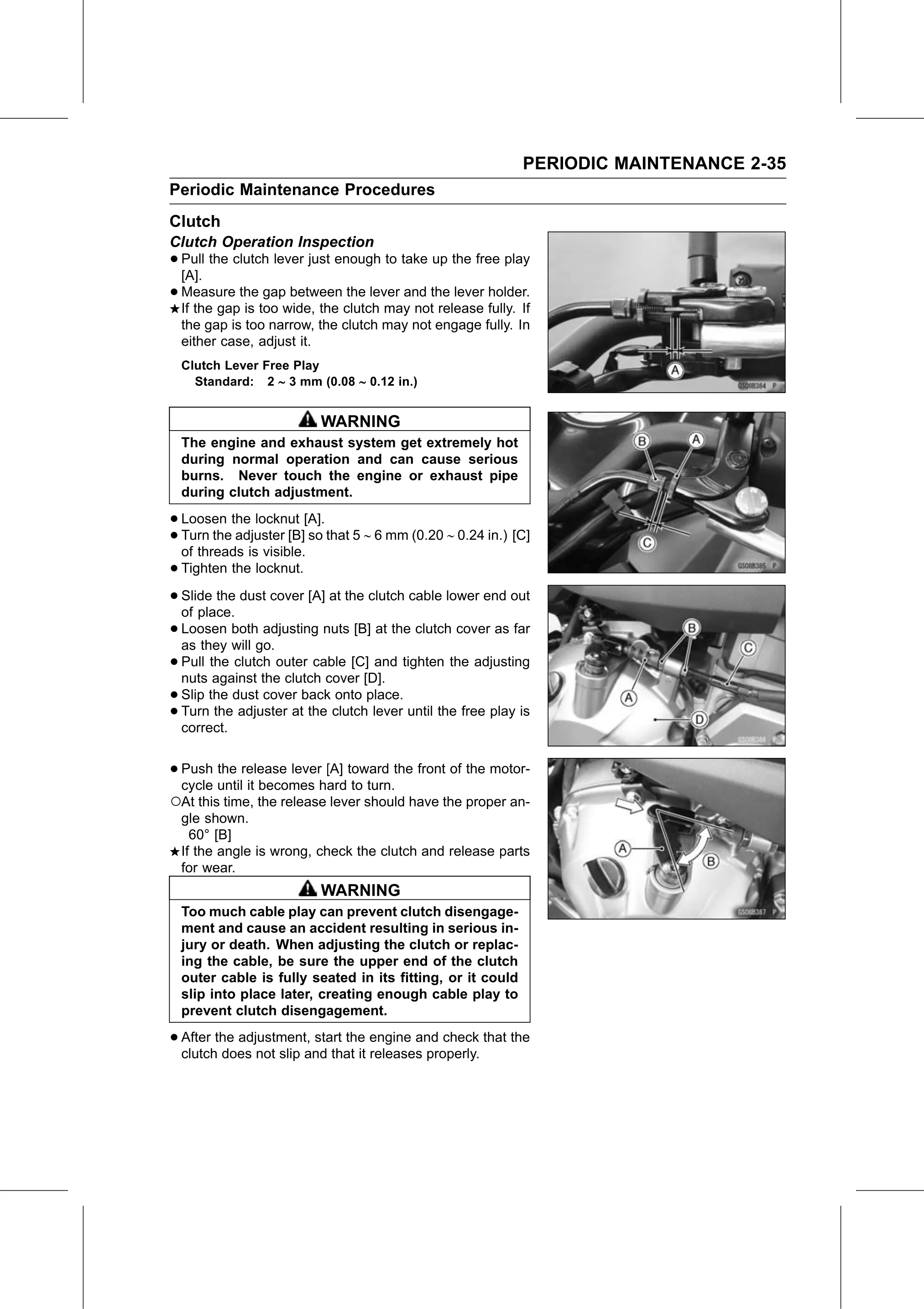Service Manual page 57 — Periodic Maintenance › Clutch Operation Inspection