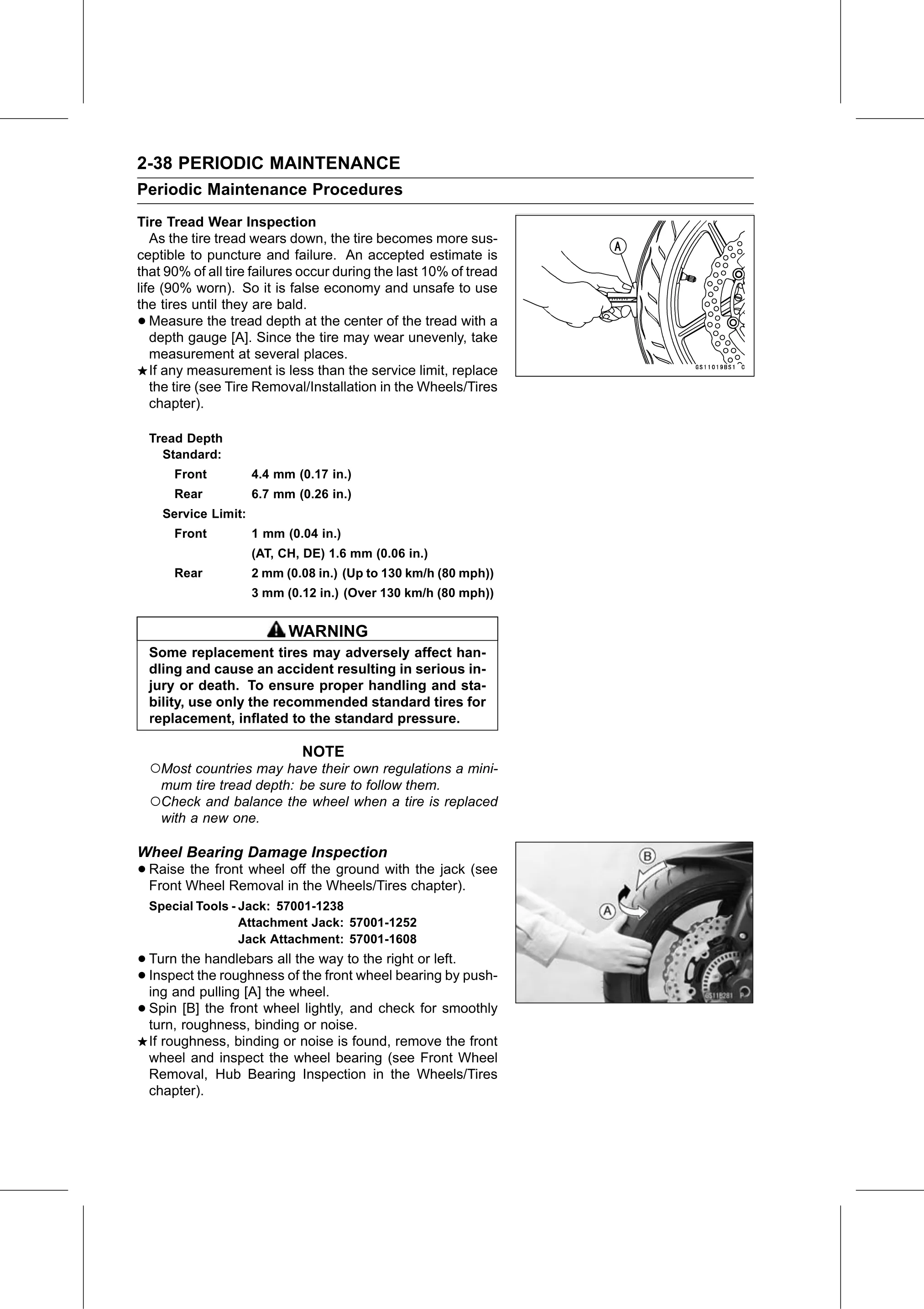 Service Manual page 60 — Periodic Maintenance › Wheel Bearing Damage Inspection