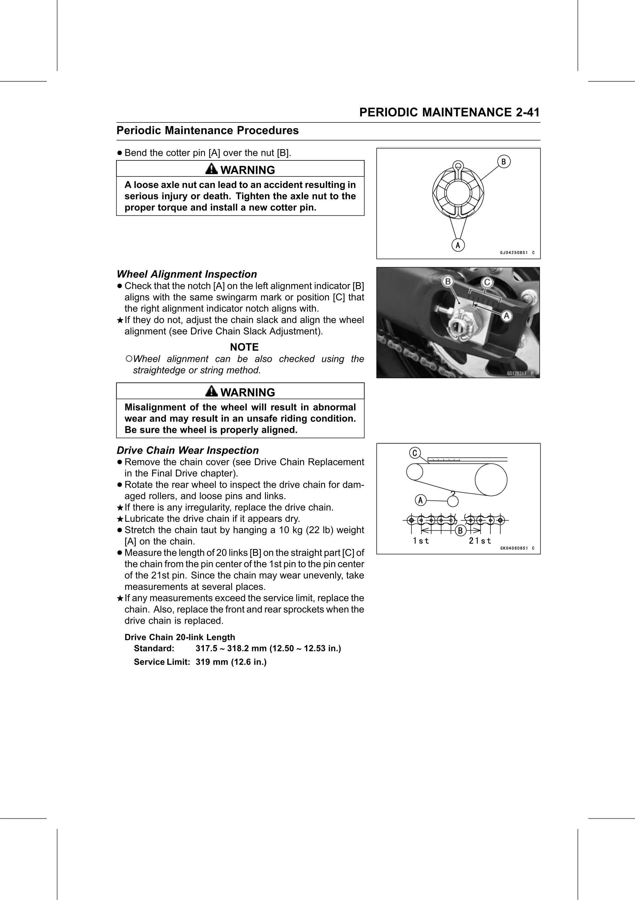 Service Manual page 63 — Periodic Maintenance › Drive Chain Wear Inspection