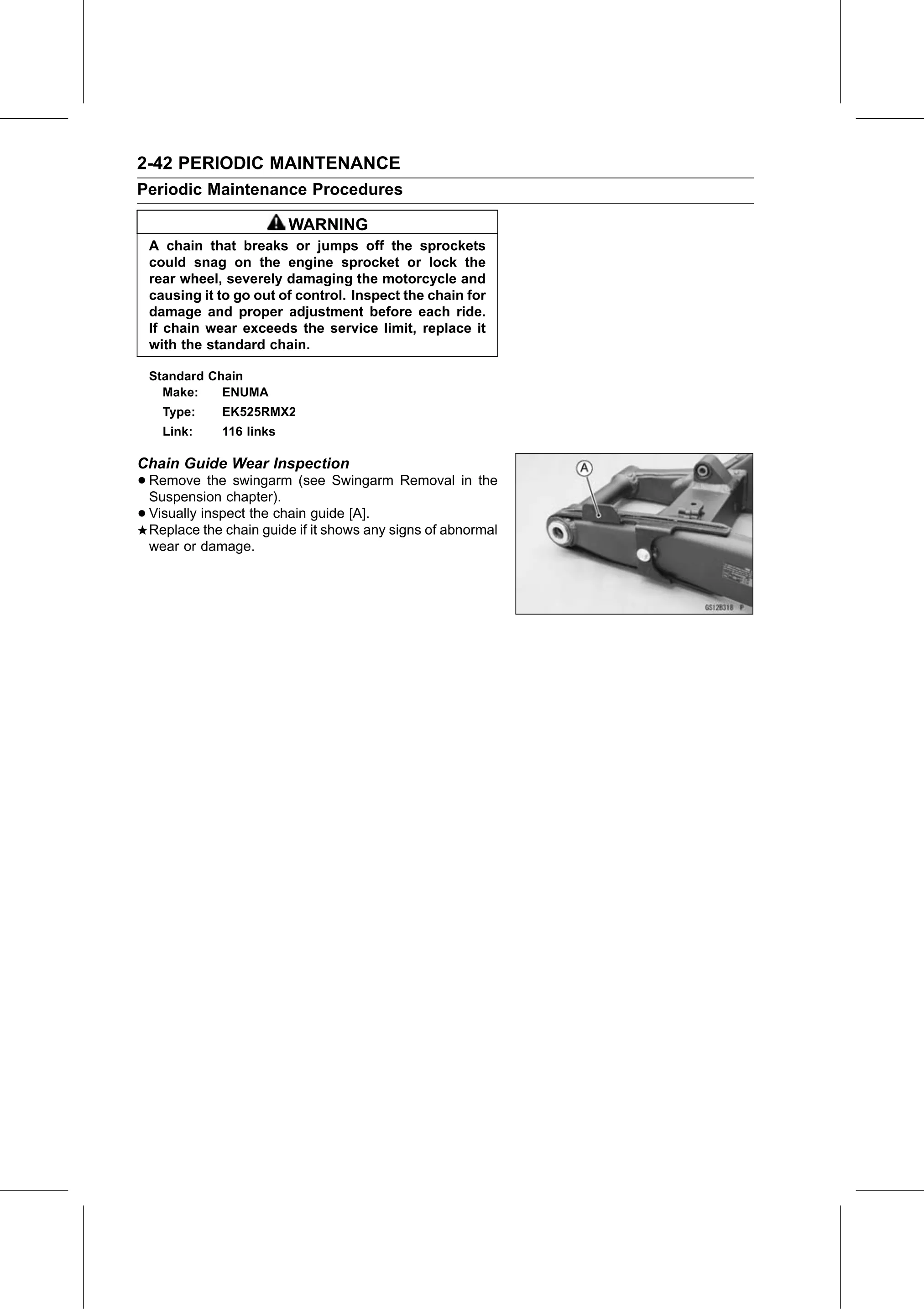 Service Manual page 64 — Periodic Maintenance › Chain Guide Wear Inspection