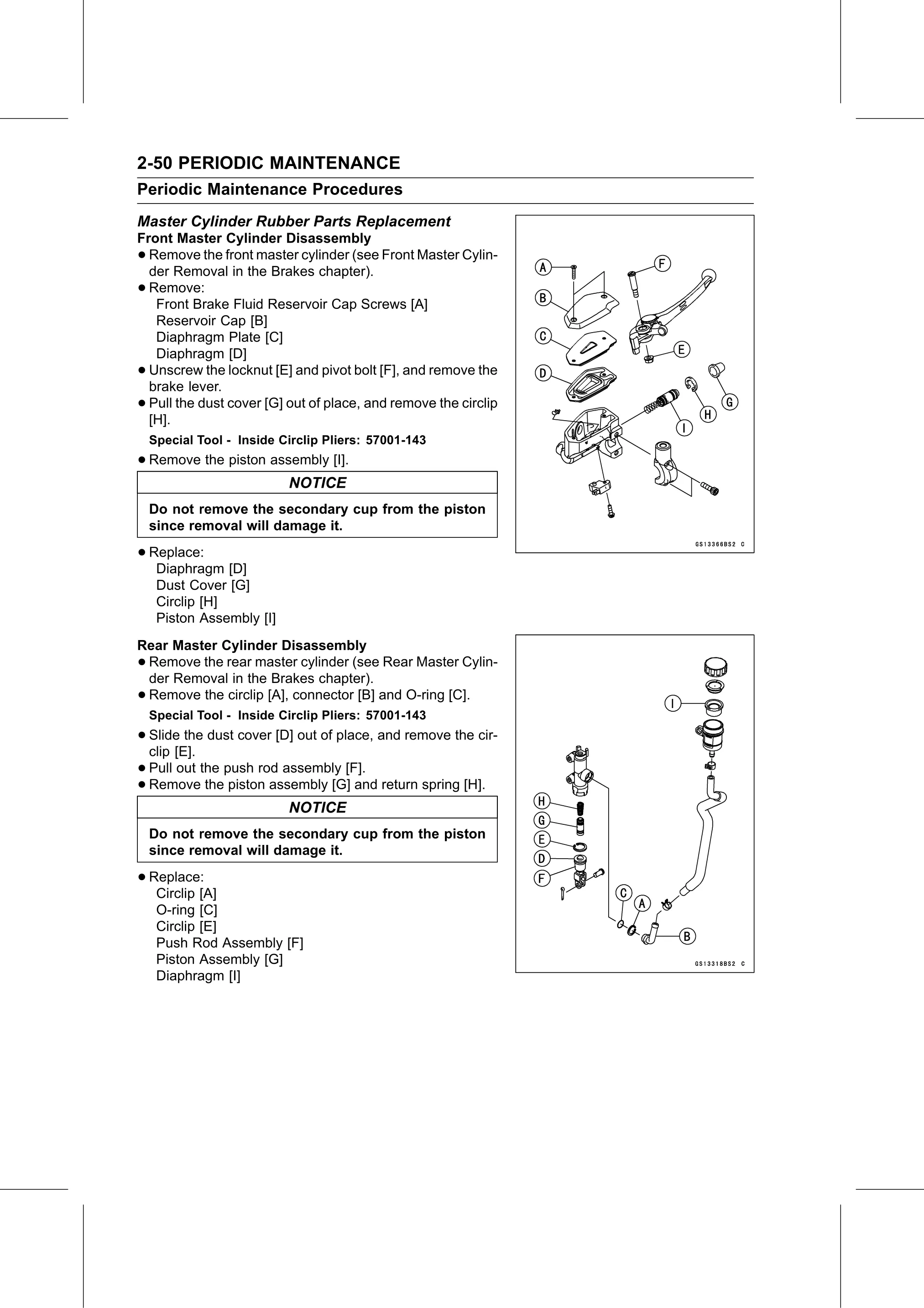 Service Manual page 72 — Periodic Maintenance › Master Cylinder Rubber Parts Replacement