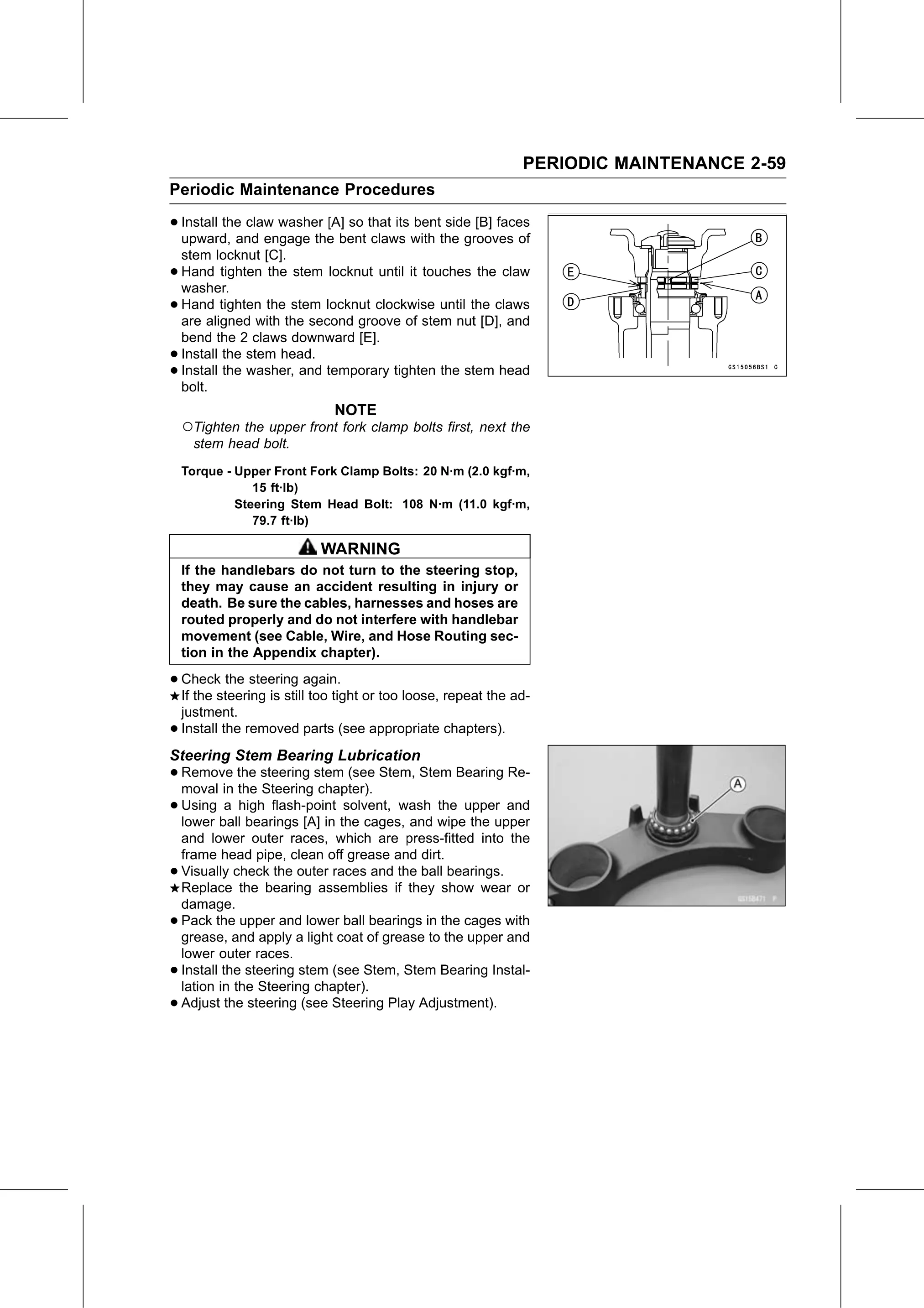 Service Manual page 81 — Periodic Maintenance › Steering Stem Bearing Lubrication