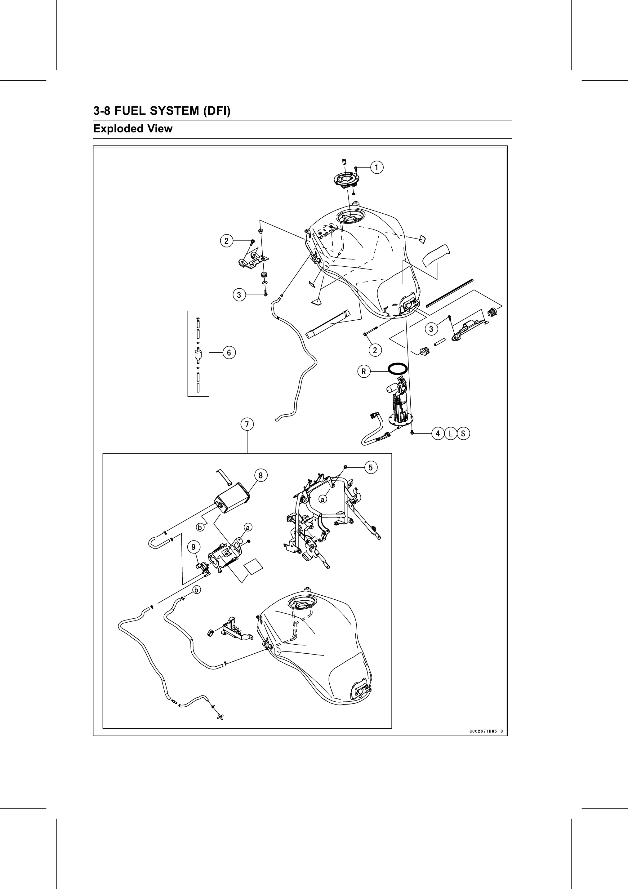 Service Manual page 98 — Fuel System (DFI) › Exploded View