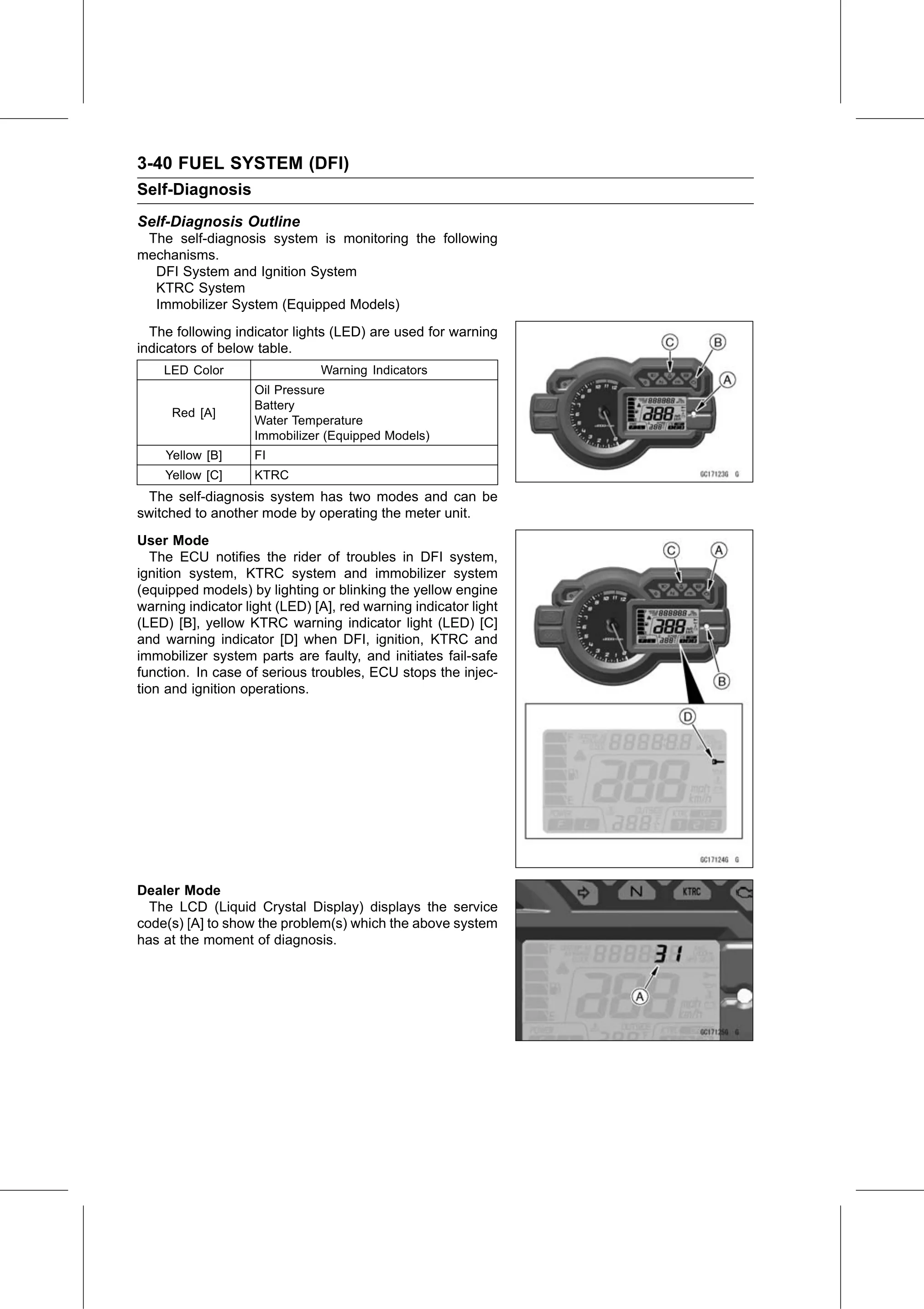Service Manual page 130 — Fuel System (DFI) › Self-Diagnosis Outline